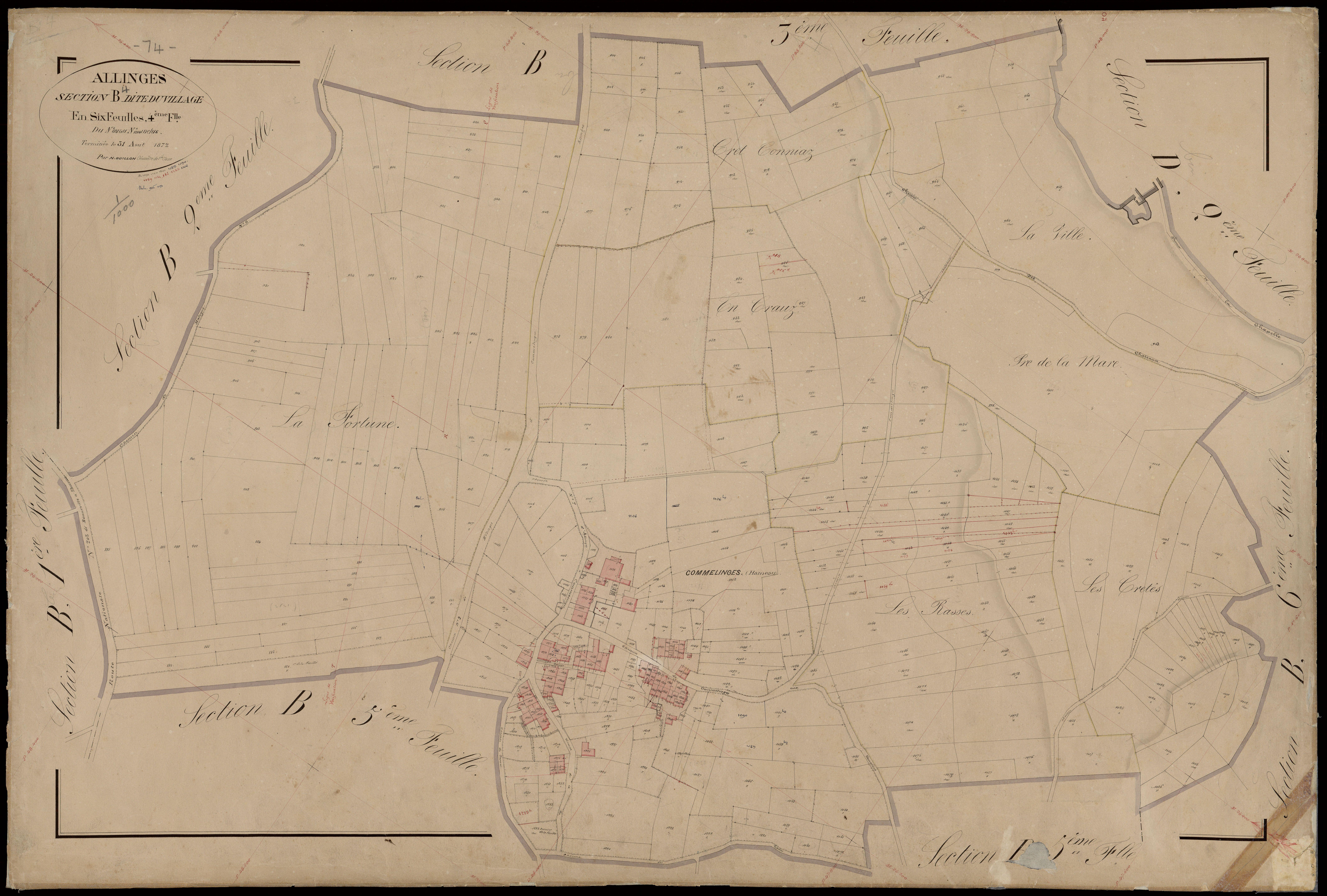 3 P 3 2212 - Feuille n° , parcelles n° 128 à 116 - 31 août 1872