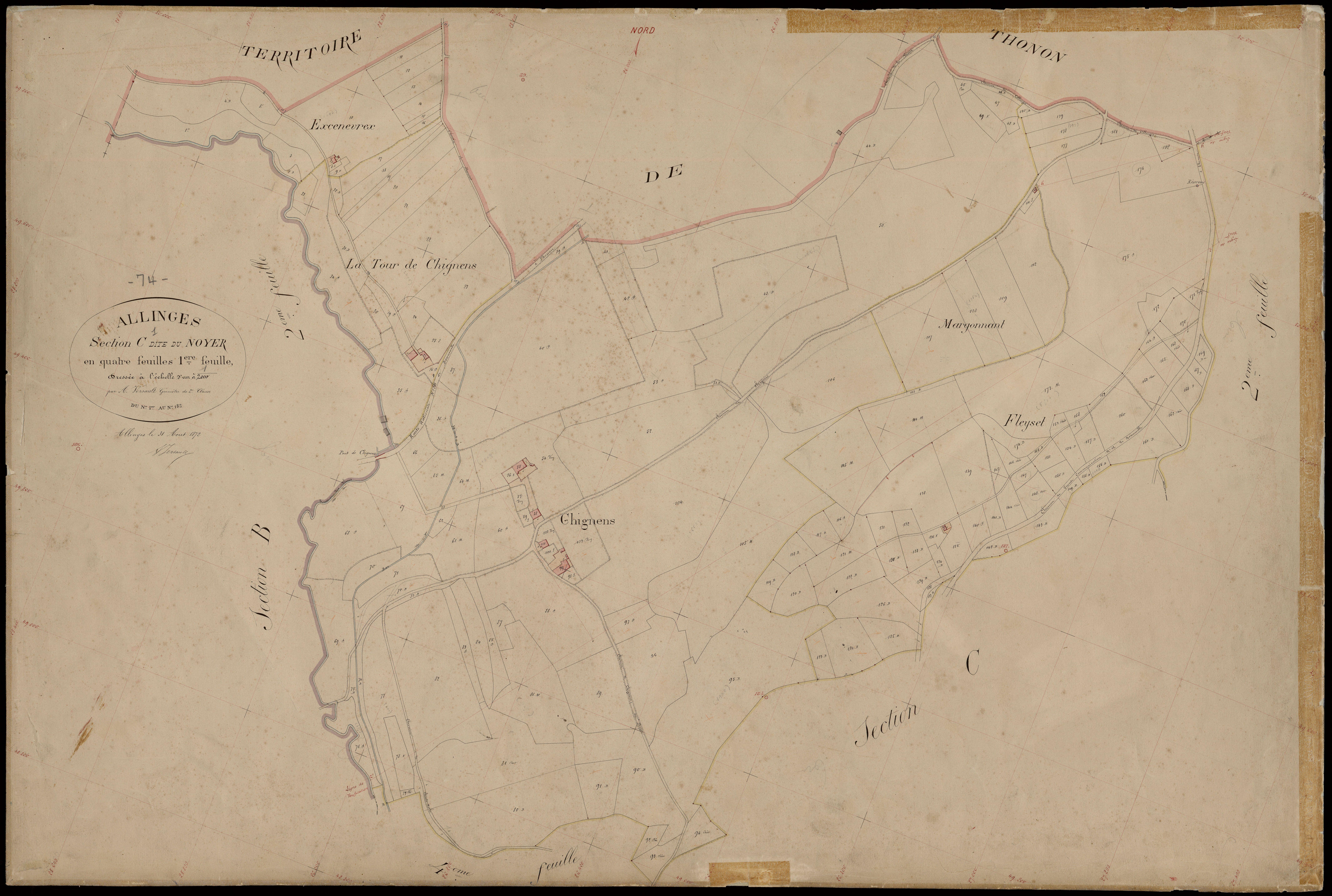 3 P 3 2215 - Feuille n° 2, parcelles n° 183 à 328 - 31 août 1872