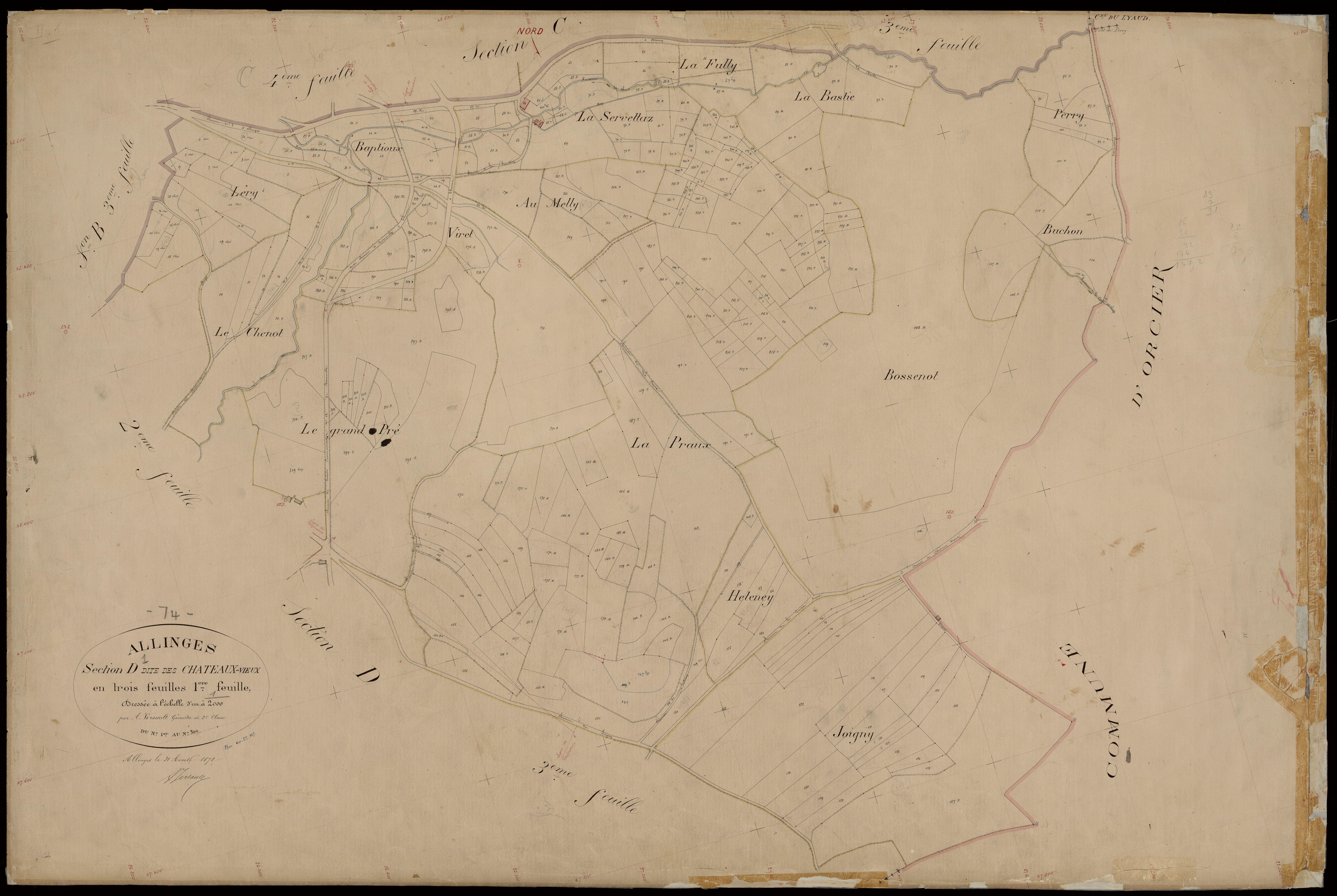 3 P 3 2219 - Feuille n° 2, parcelles n° 310 à 90 - 31 août 1872