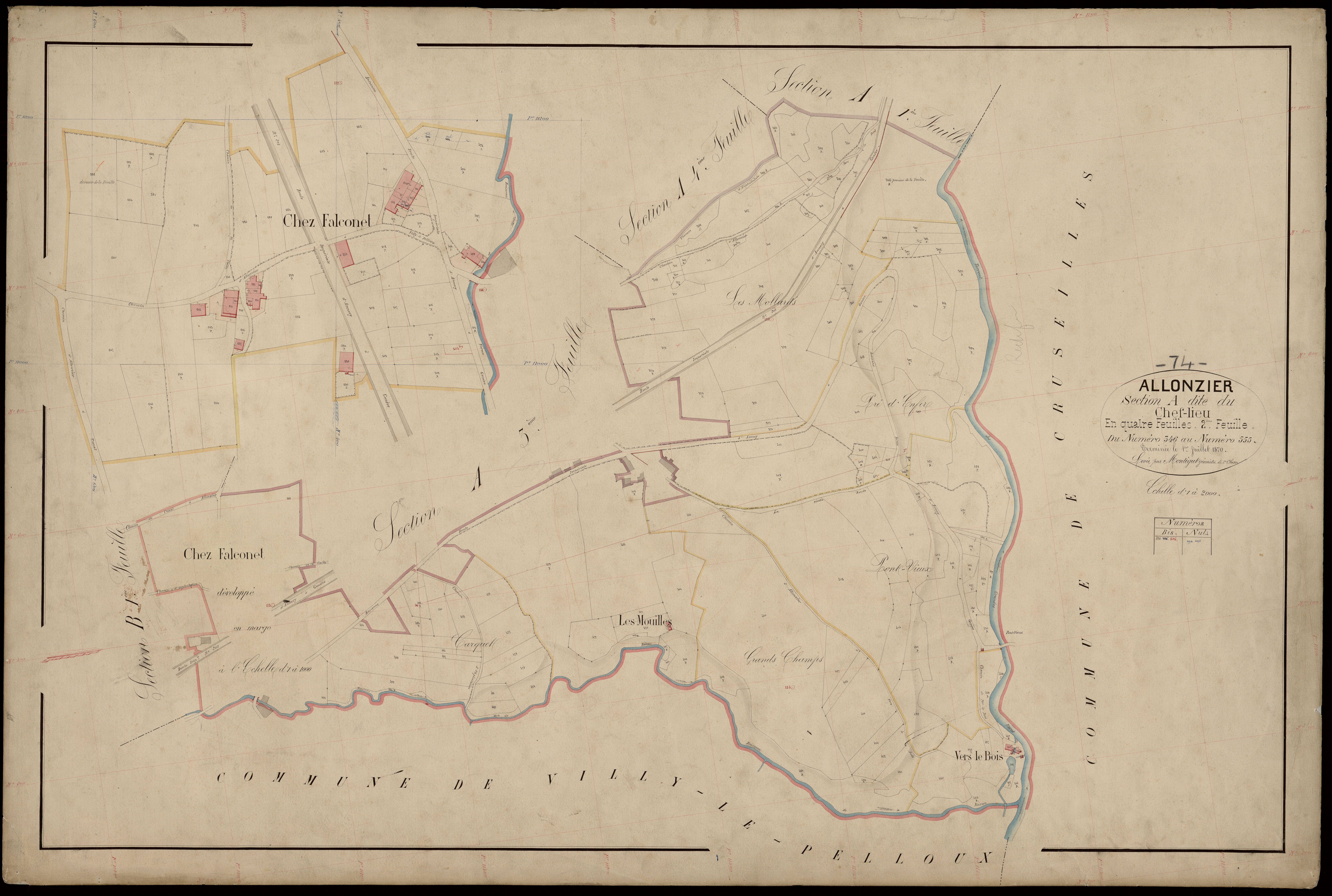 3 P 3 2225 - Feuille n° 3, parcelles n° 6 à 79 - 1er juillet 1870