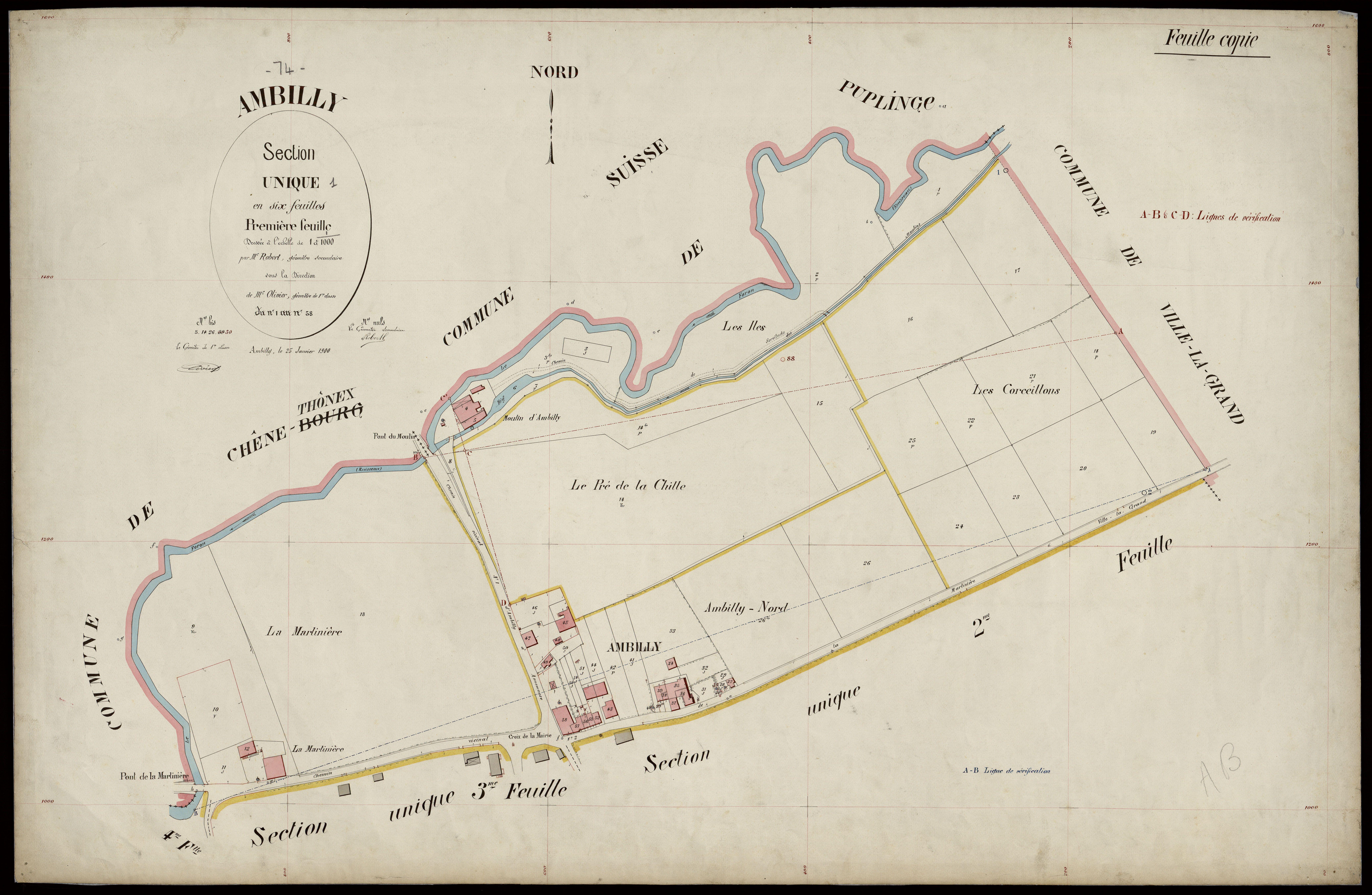 3 P 3 2241 - Feuille n° 2, parcelles n° 9 à 107 - 25 janvier 1900