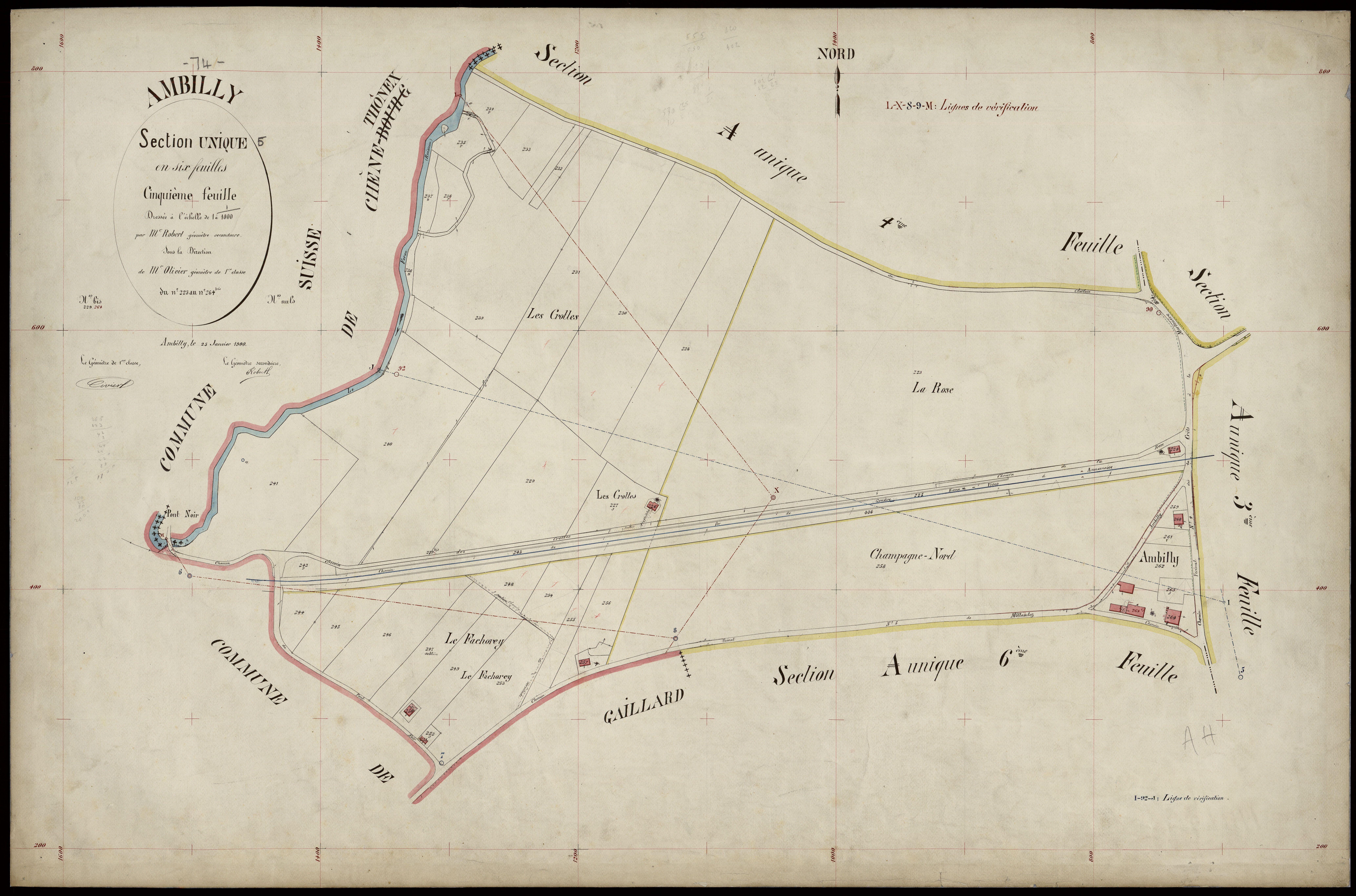 3 P 3 2245 - Feuille n° 6, parcelles n° 26 à 324 - 25 janvier 1900