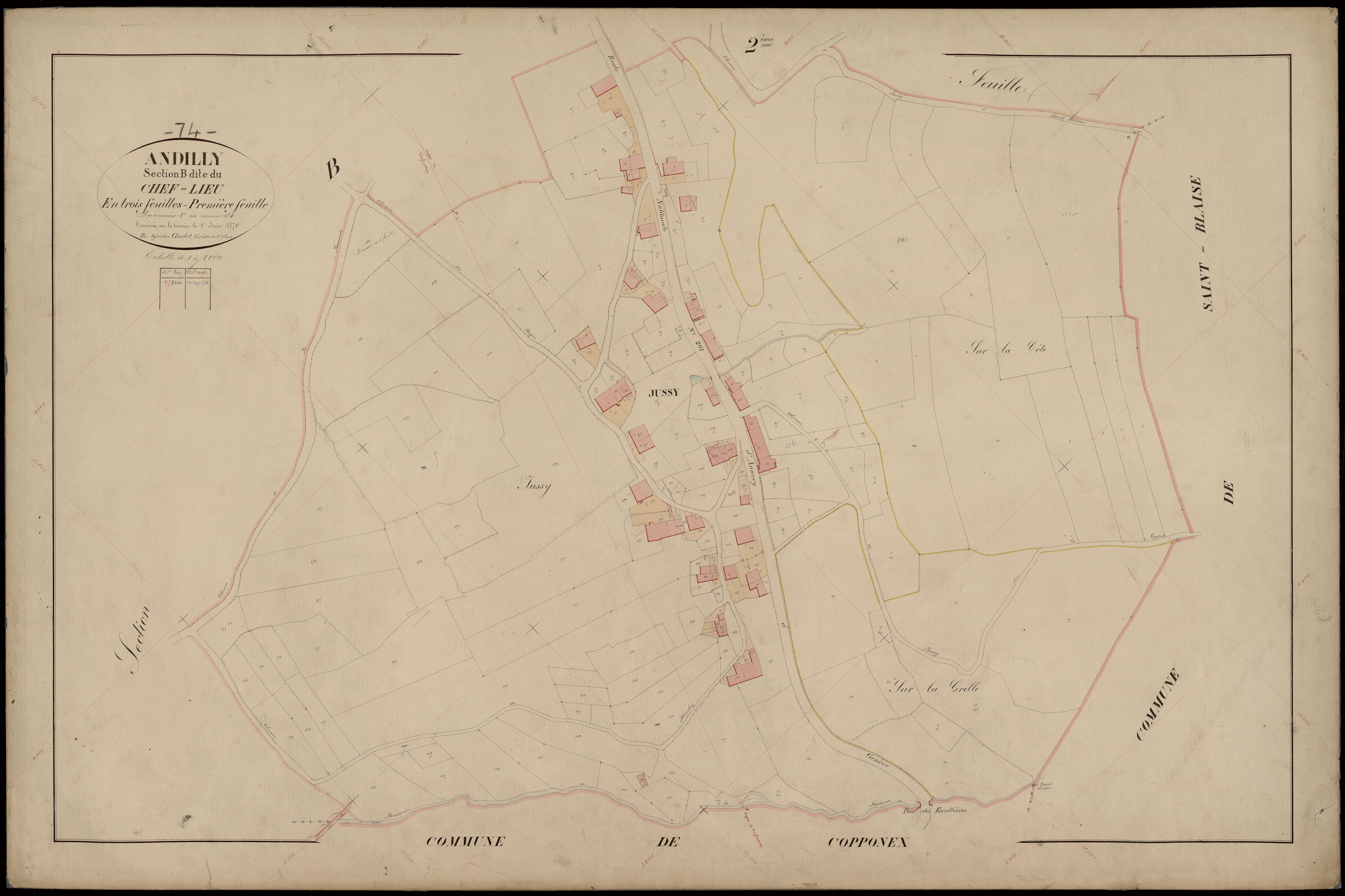 3 P 3 2253 - Feuille n° 2, parcelles n° 18 à 427 - 5 juillet 1870