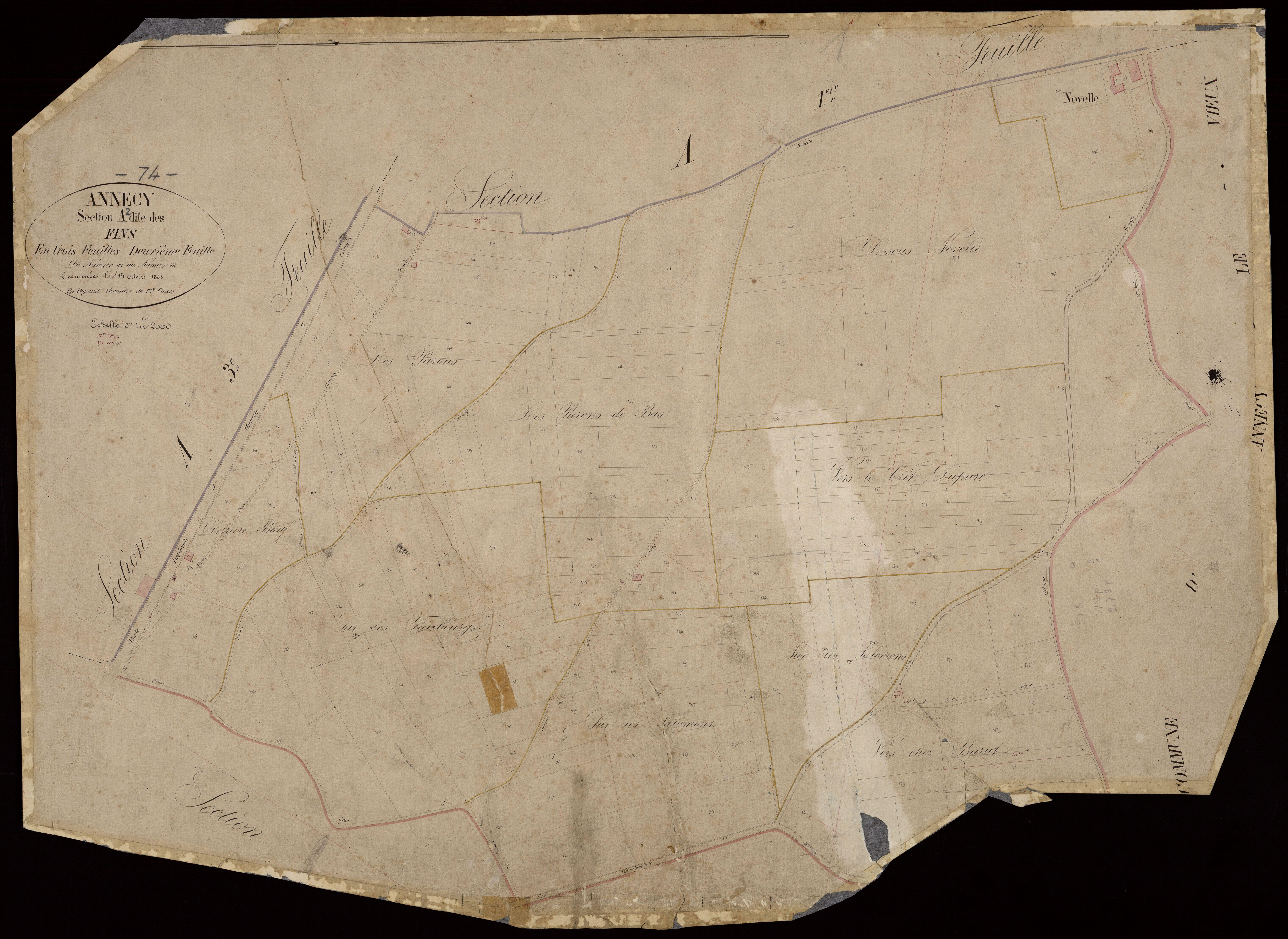 3 P 3 2258 - Feuille n° 3, parcelles n° 339 à 07 - 15 octobre 1865