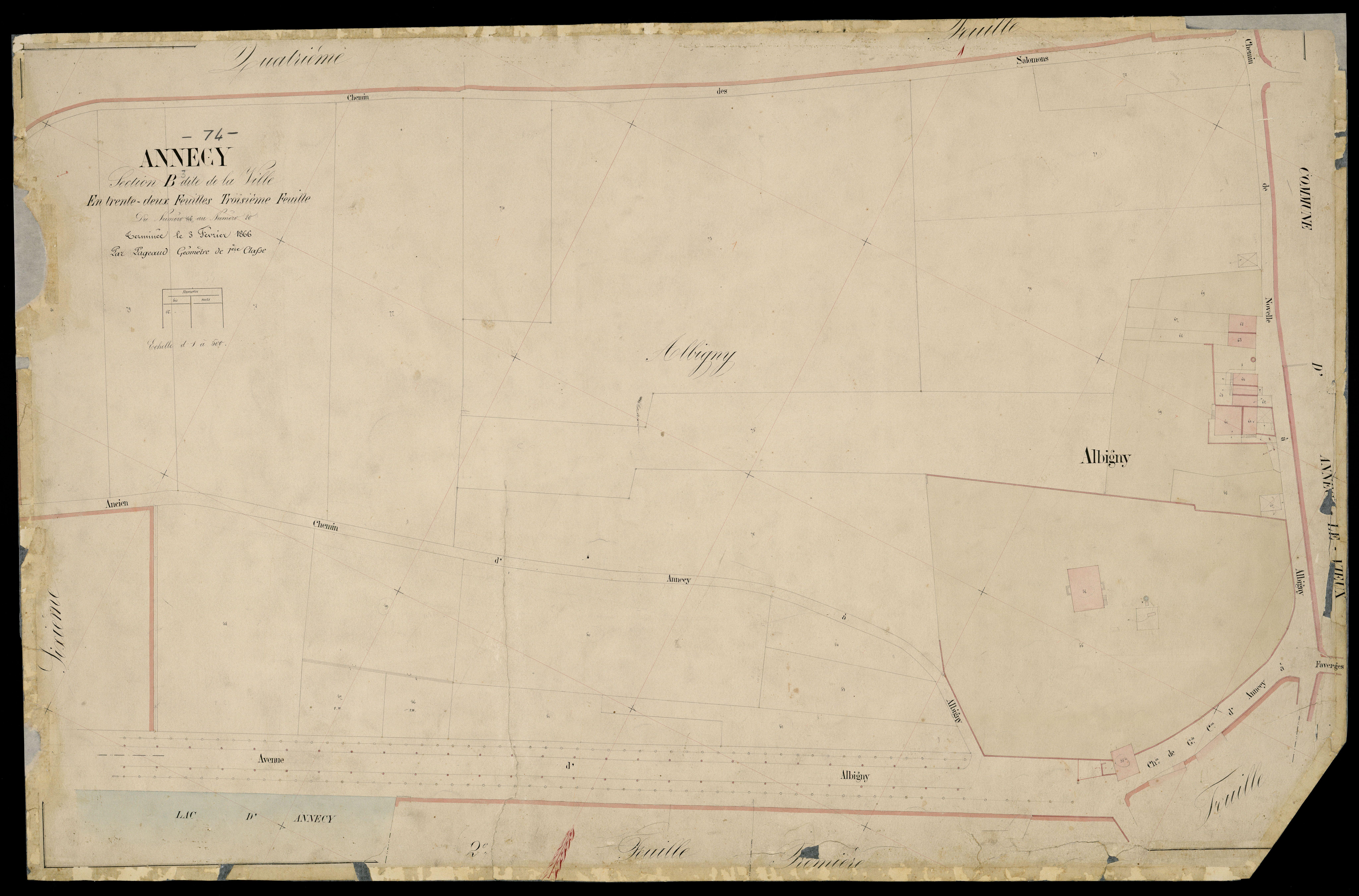 3 P 3 2262 - Feuille n° 4, parcelles n° 81 à 96 - 3 février 1866