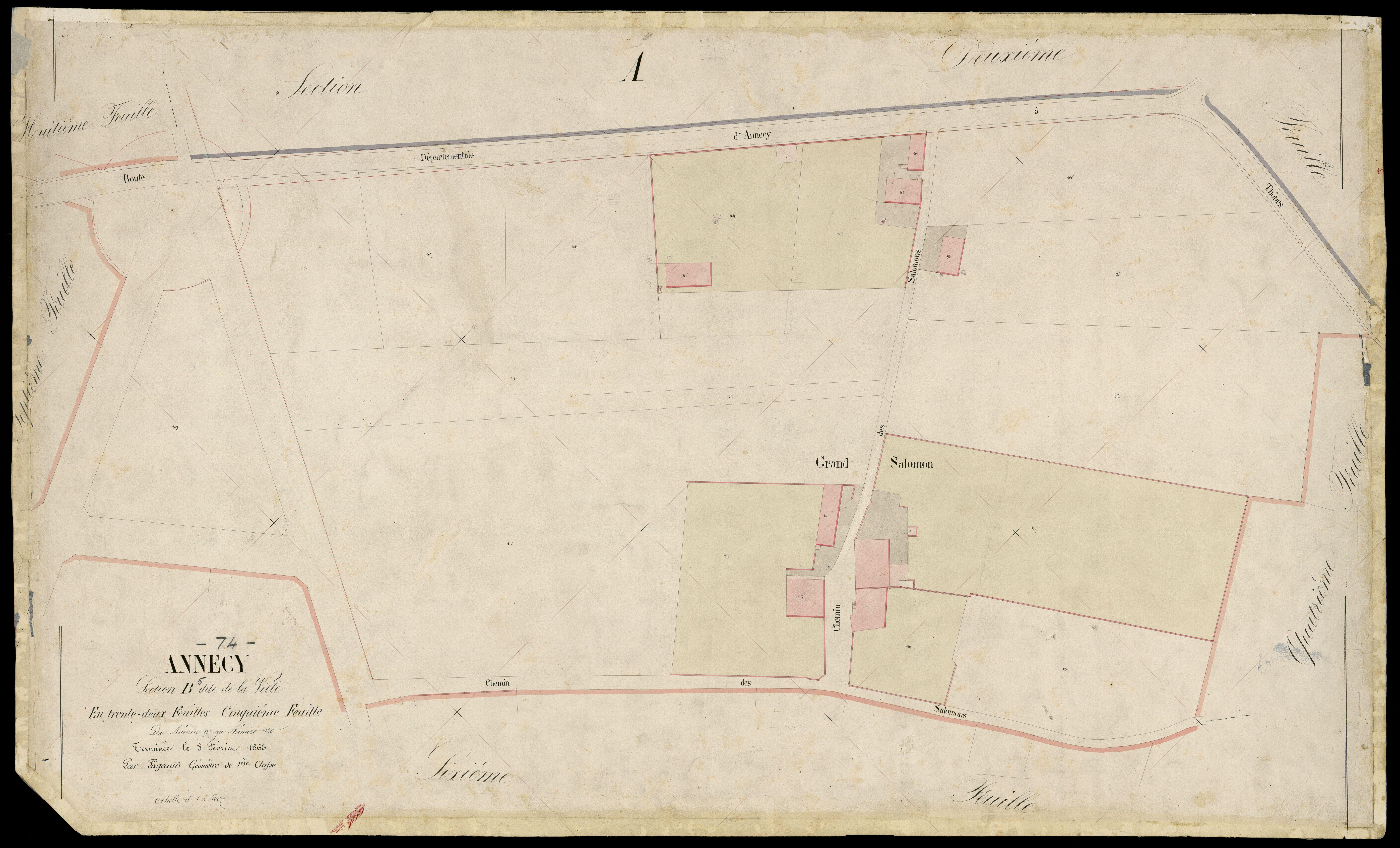 3 P 3 2264 - Feuille n° 6, parcelles n° 121 à 143 - 3 février 1866