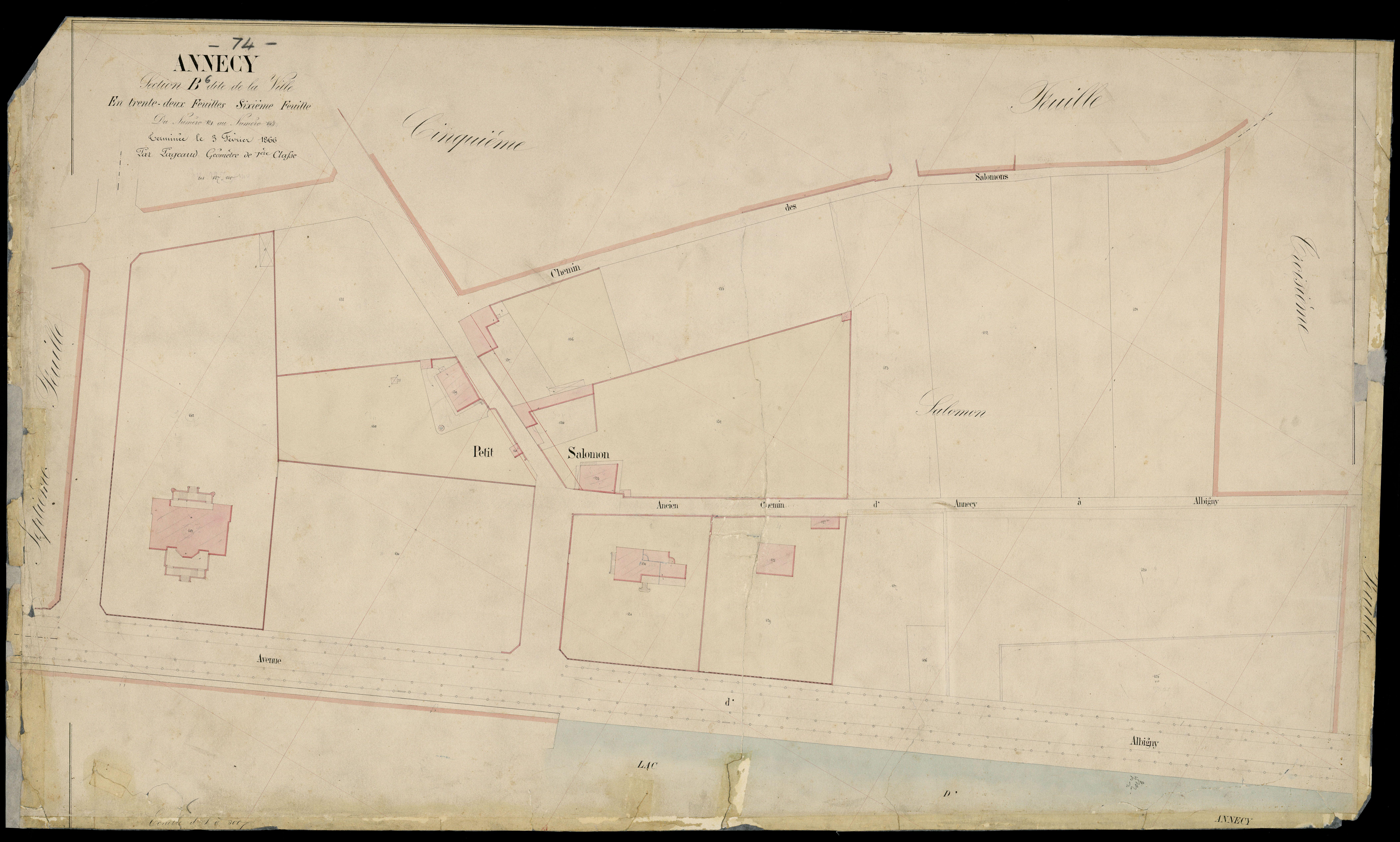 3 P 3 2265 - Feuille n° 7, parcelles n° 144 à 162 - 3 février 1866