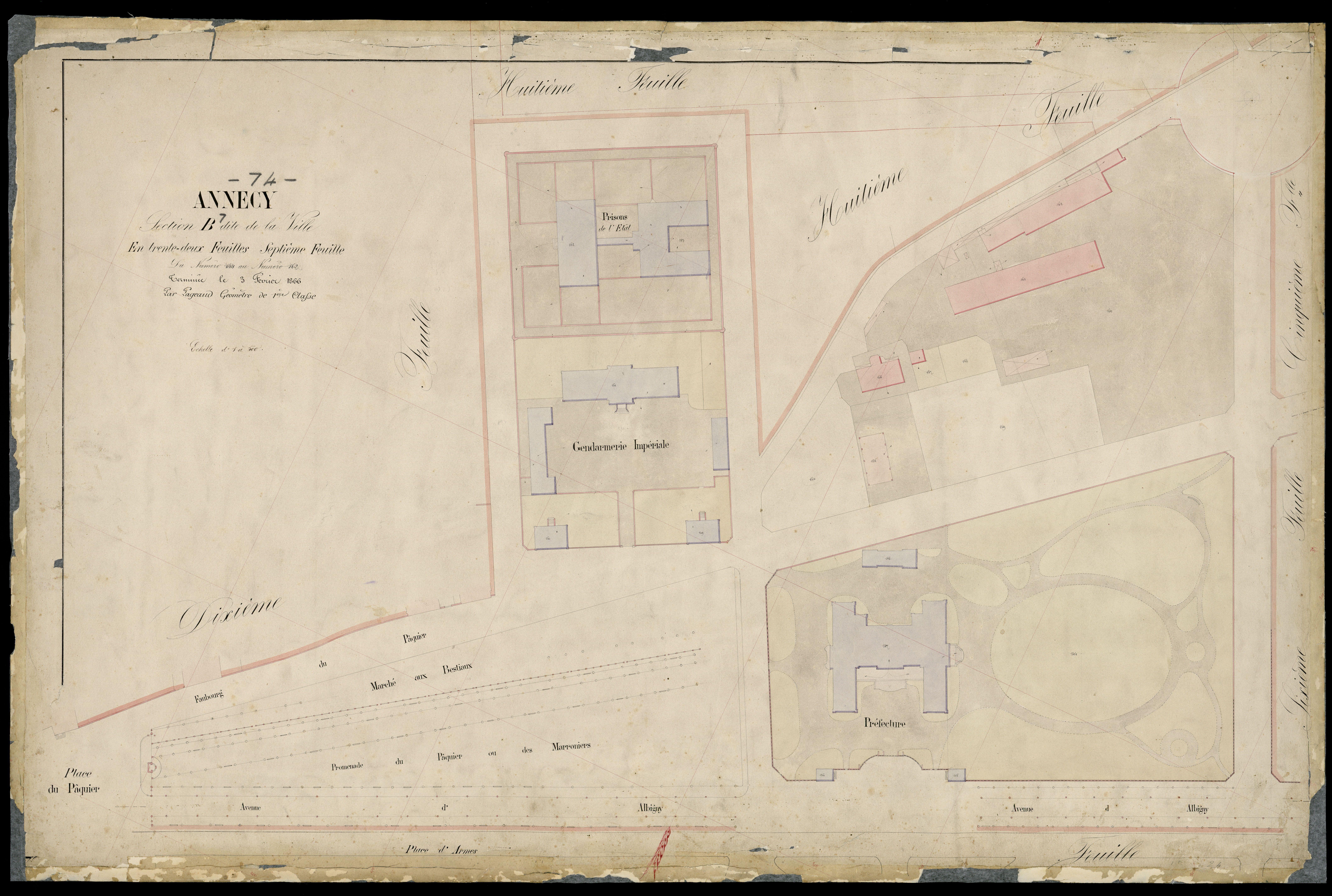 3 P 3 2266 - Feuille n° 8, parcelles n° 163 à 169 - 3 février 1866