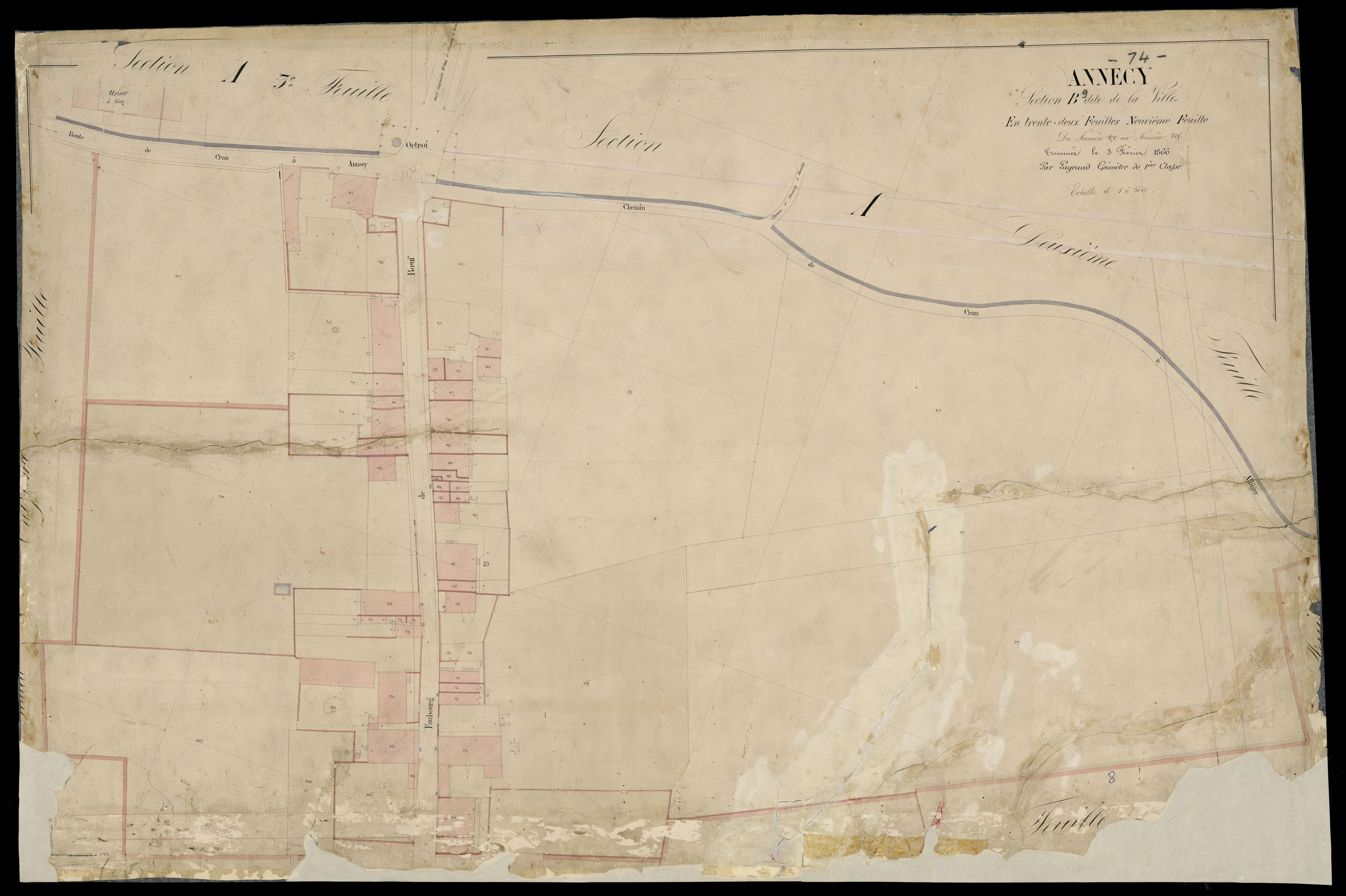 3 P 3 2268 - Feuille n° 10, parcelles n° 227 à 76 - 3 février 1866