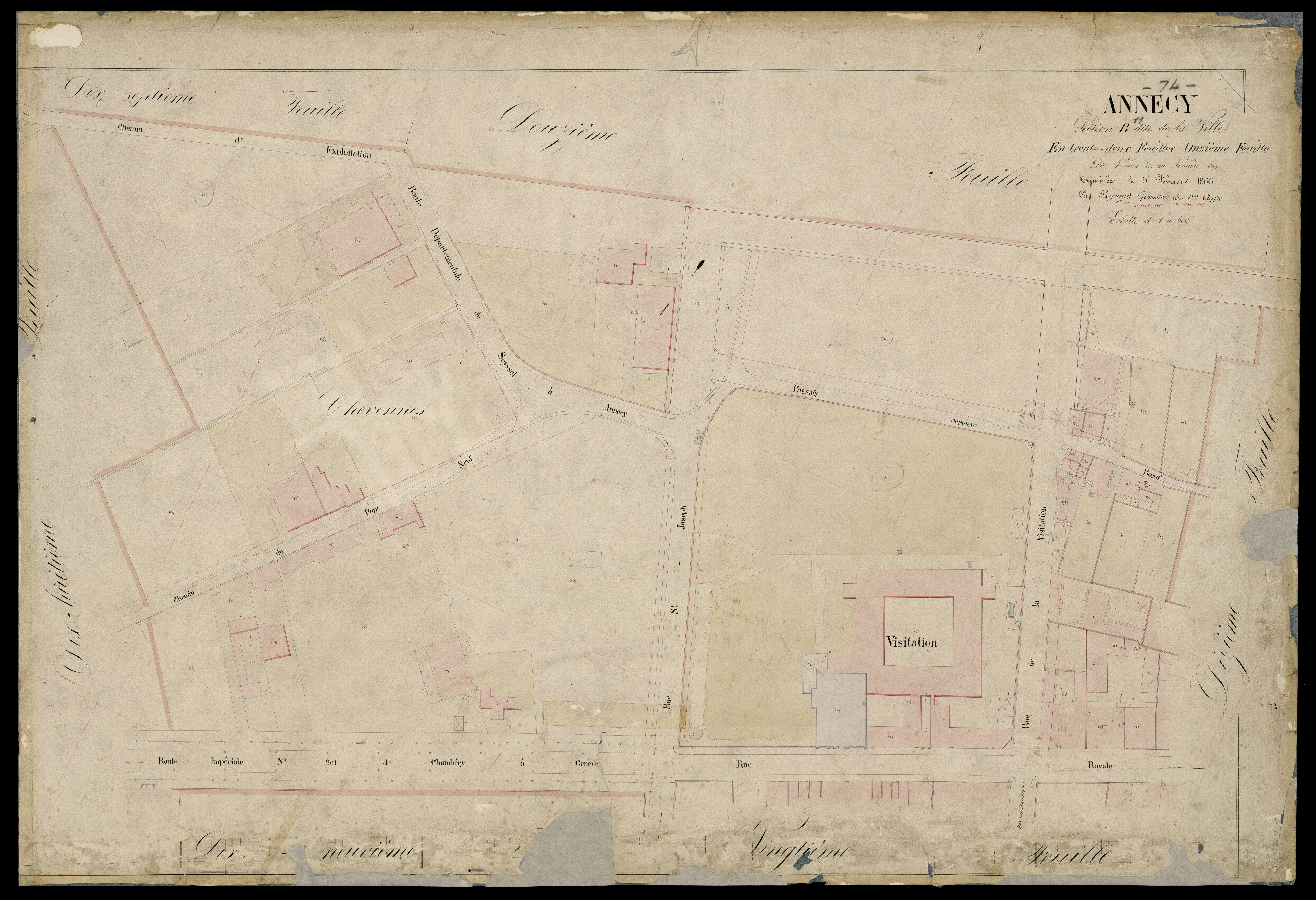3 P 3 2270 - Feuille n° 12, parcelles n° 644 à 63 - 3 février 1866