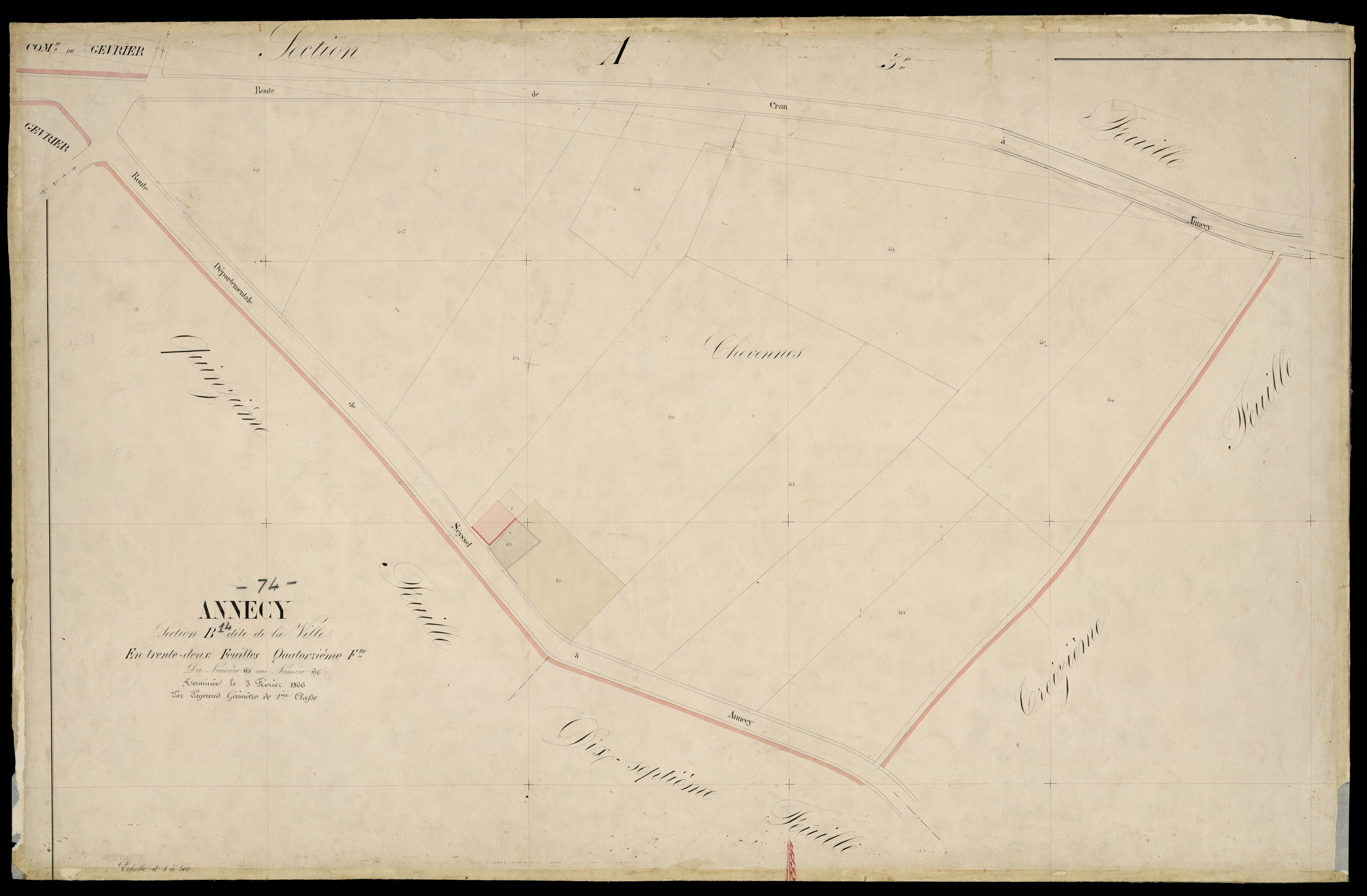 3 P 3 2273 - Feuille n° 1, parcelles n° 677 à 694 - 3 février 1866