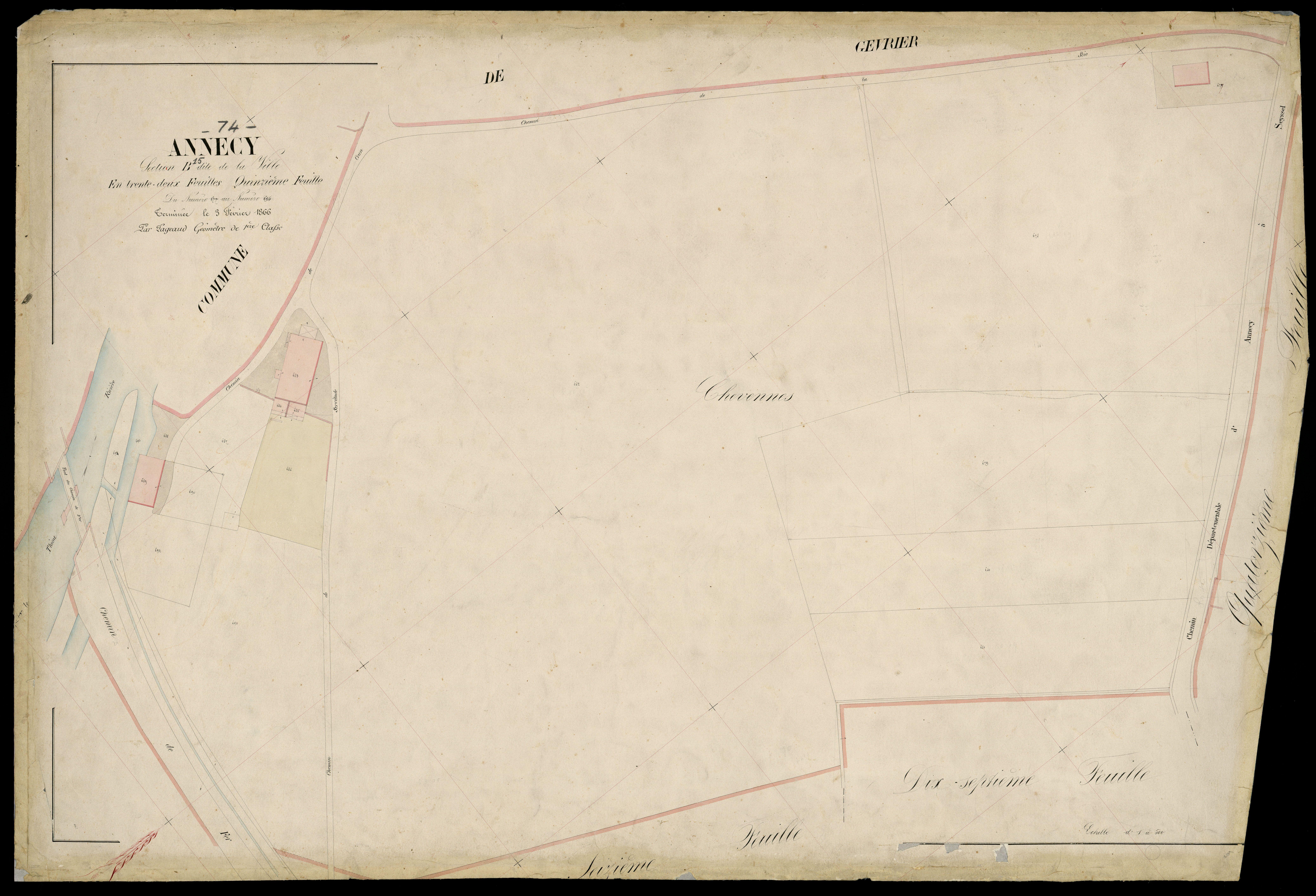 3 P 3 2274 - Feuille n° 16, parcelles n° 69 à 709 - 3 février 1866