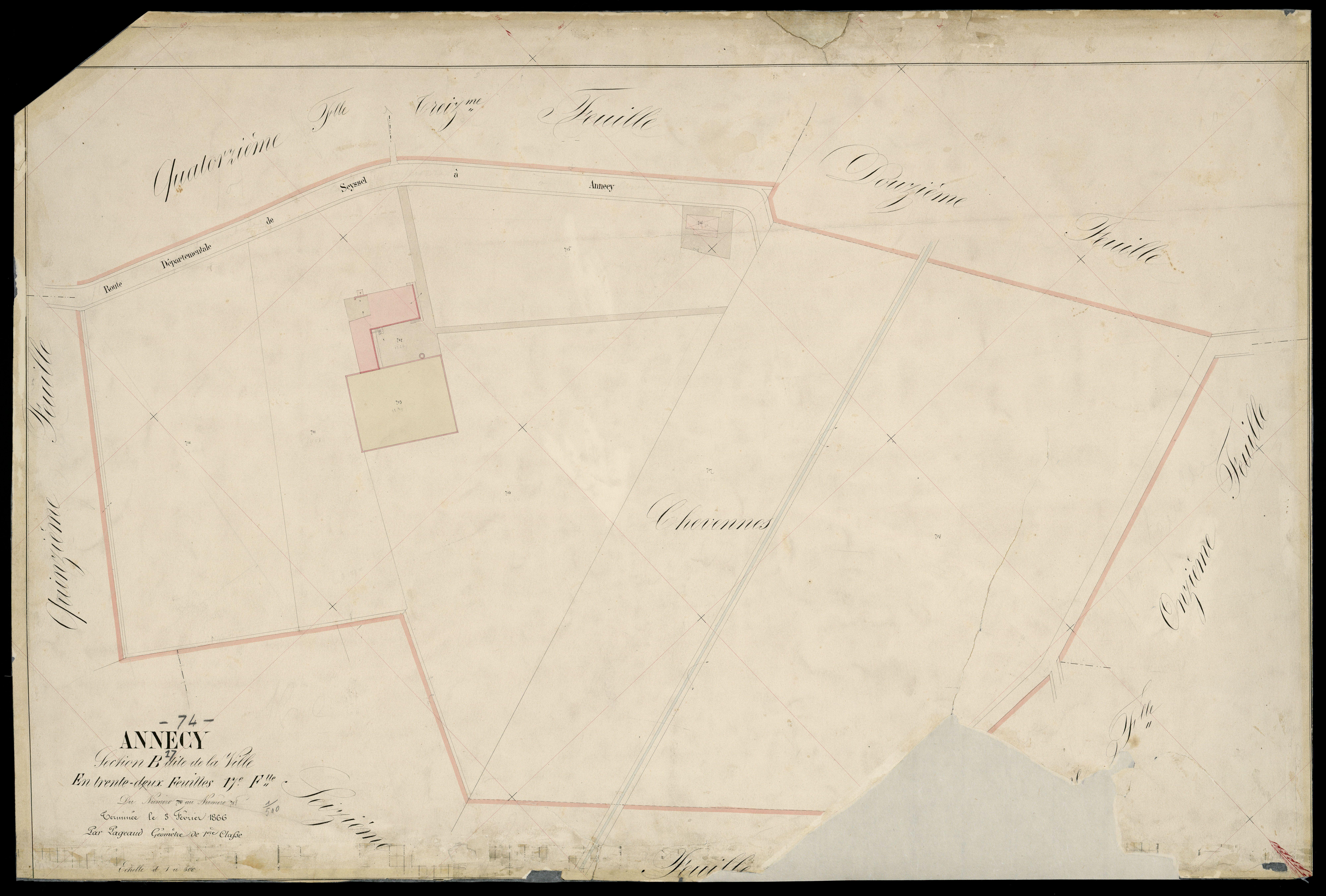 3 P 3 2276 - Feuille n° 18, parcelles n° 719 à 78 - 3 février 1866