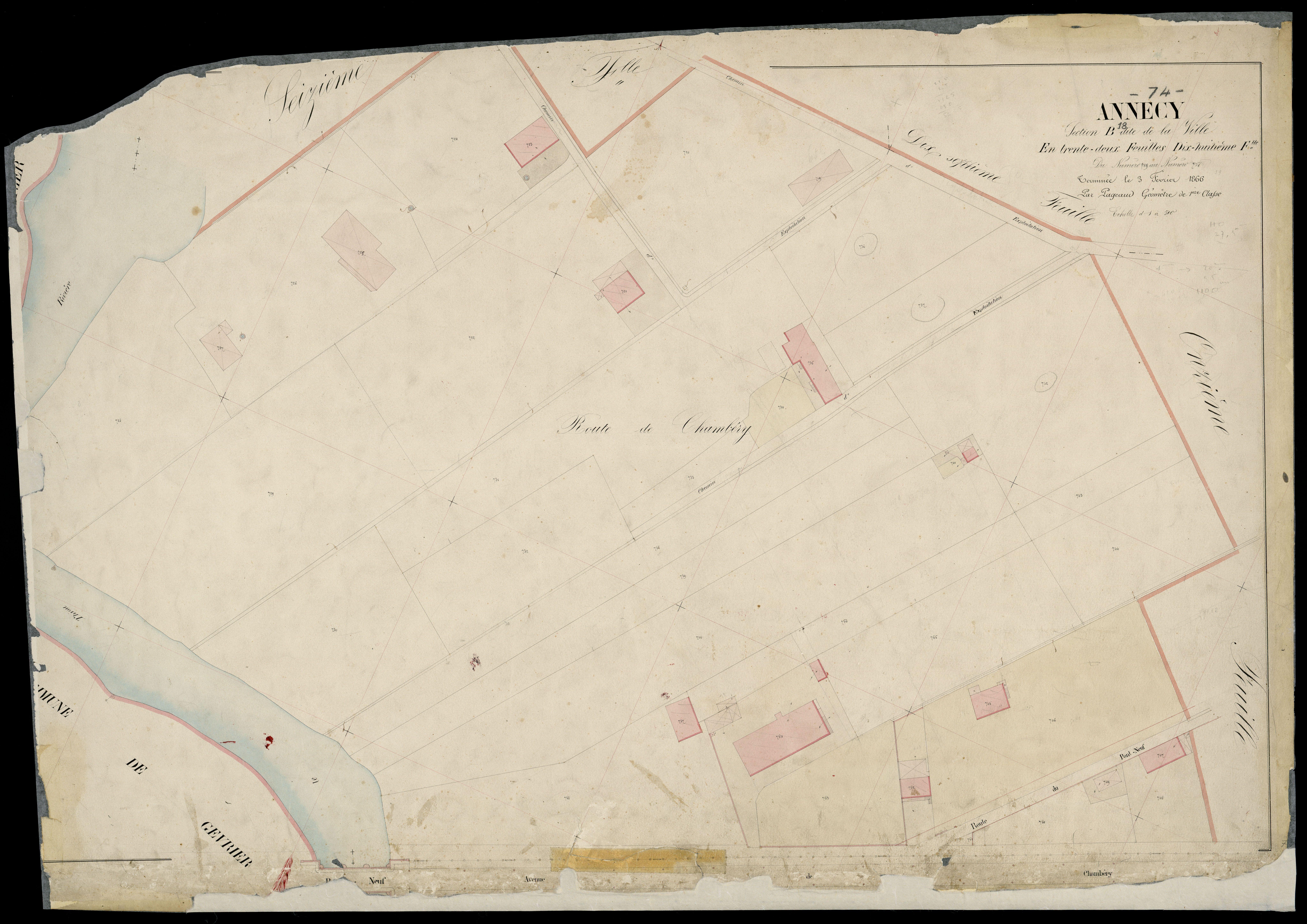 3 P 3 2277 - Feuille n° 19, parcelles n° 78 à 786 - 3 février 1866