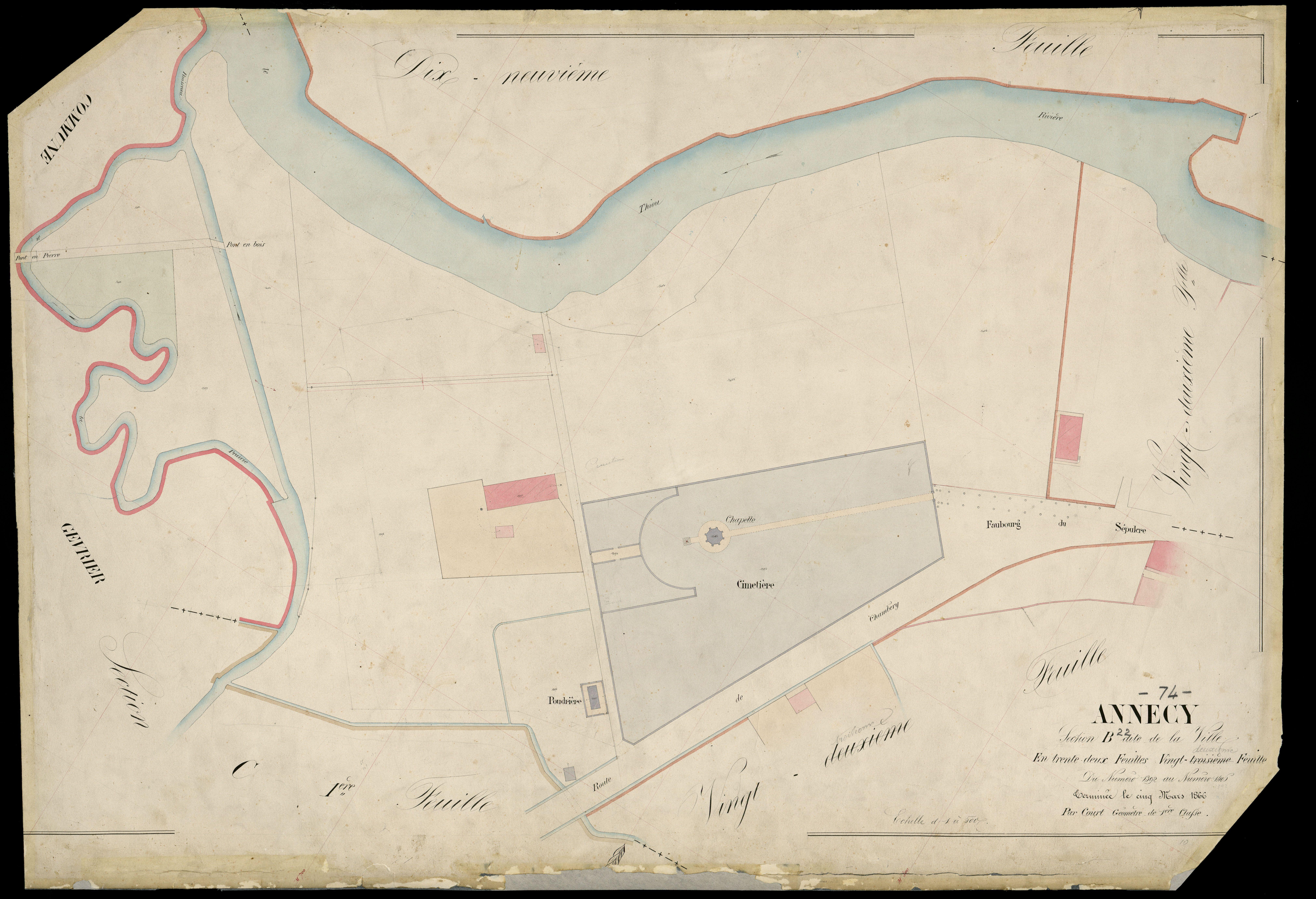 3 P 3 2281 - Feuille n° 23, parcelles n° 1407 à 1461 - 5 mars 1866