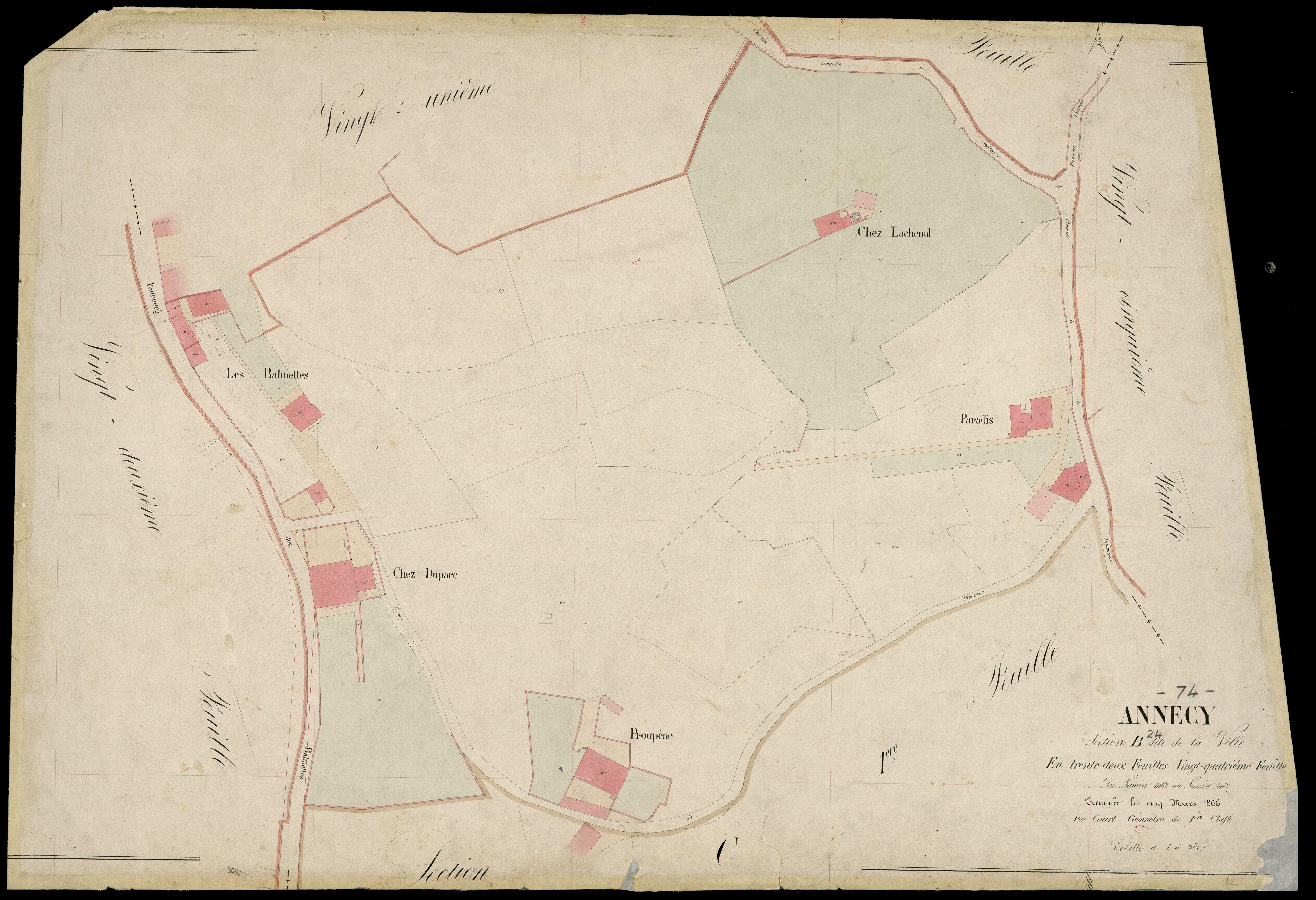 3 P 3 2283 - Feuille n° 2, parcelles n° 1488 à 1492 et 117 à 189 - 20 mars 1866