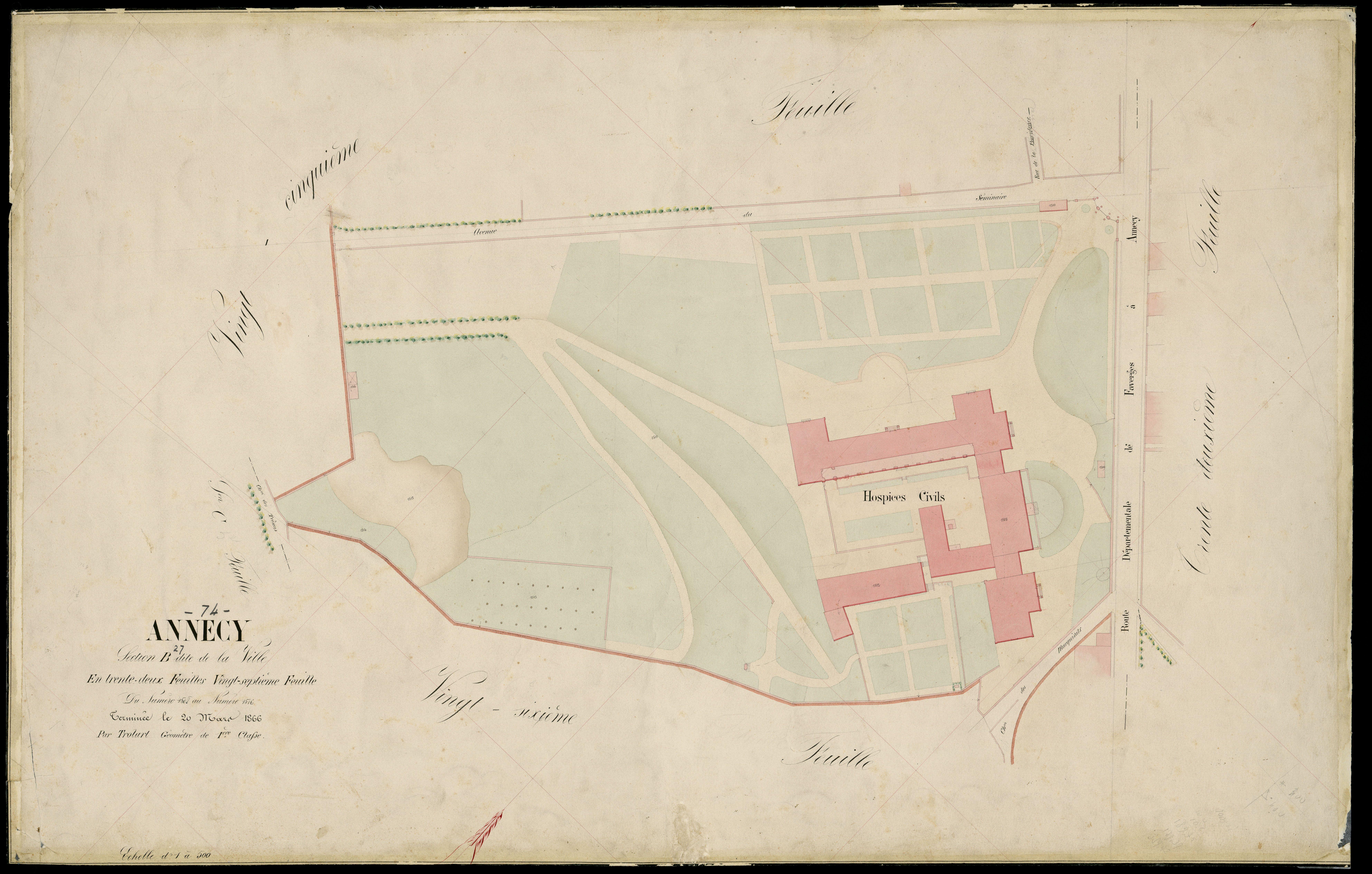 3 P 3 2286 - Feuille n° 28, parcelles n° 190 à 1971 - 2 avril 1866