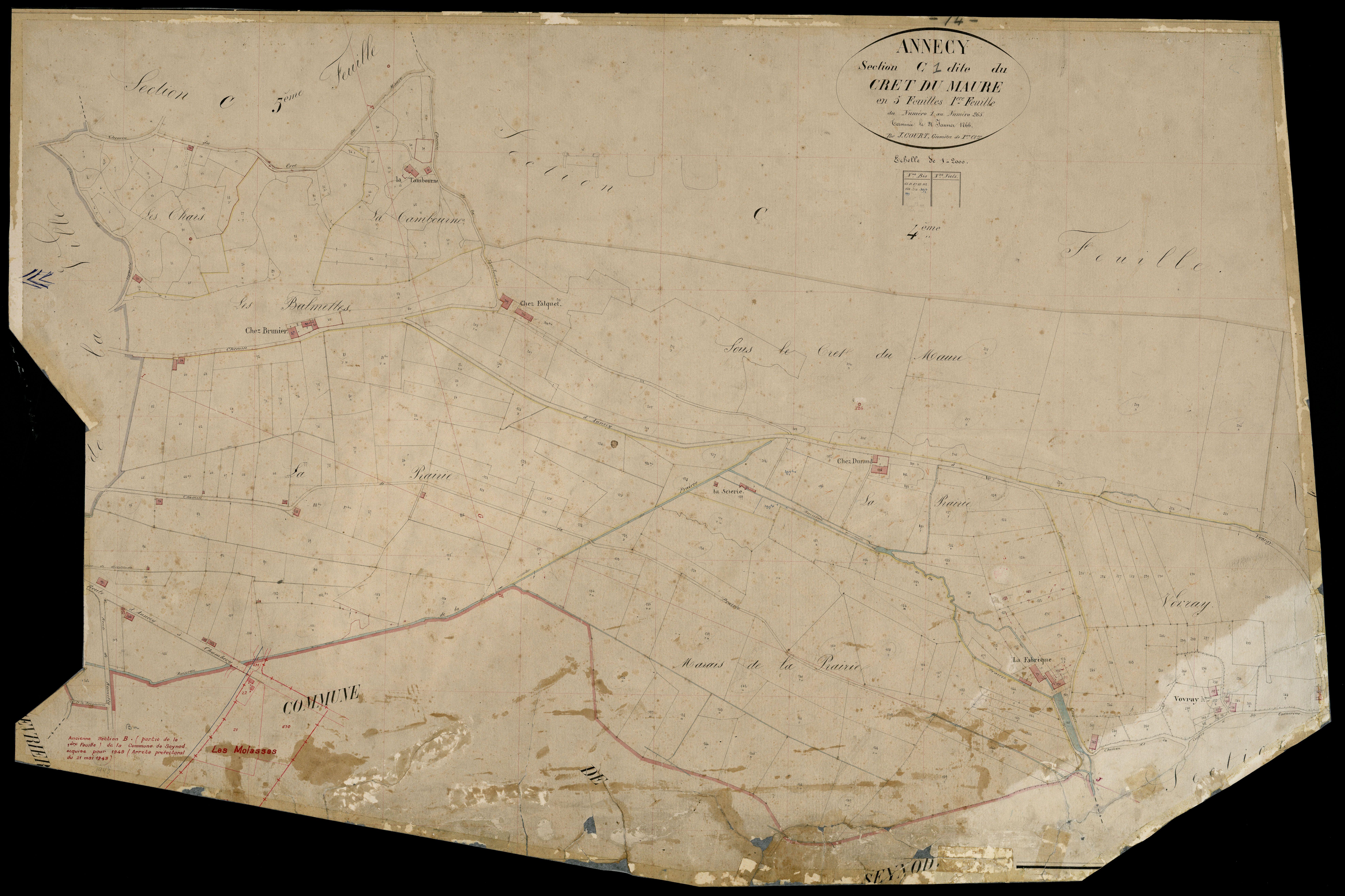 3 P 3 2292 - Feuille n° 2, parcelles n° 266 à 493 - 31 janvier 1866