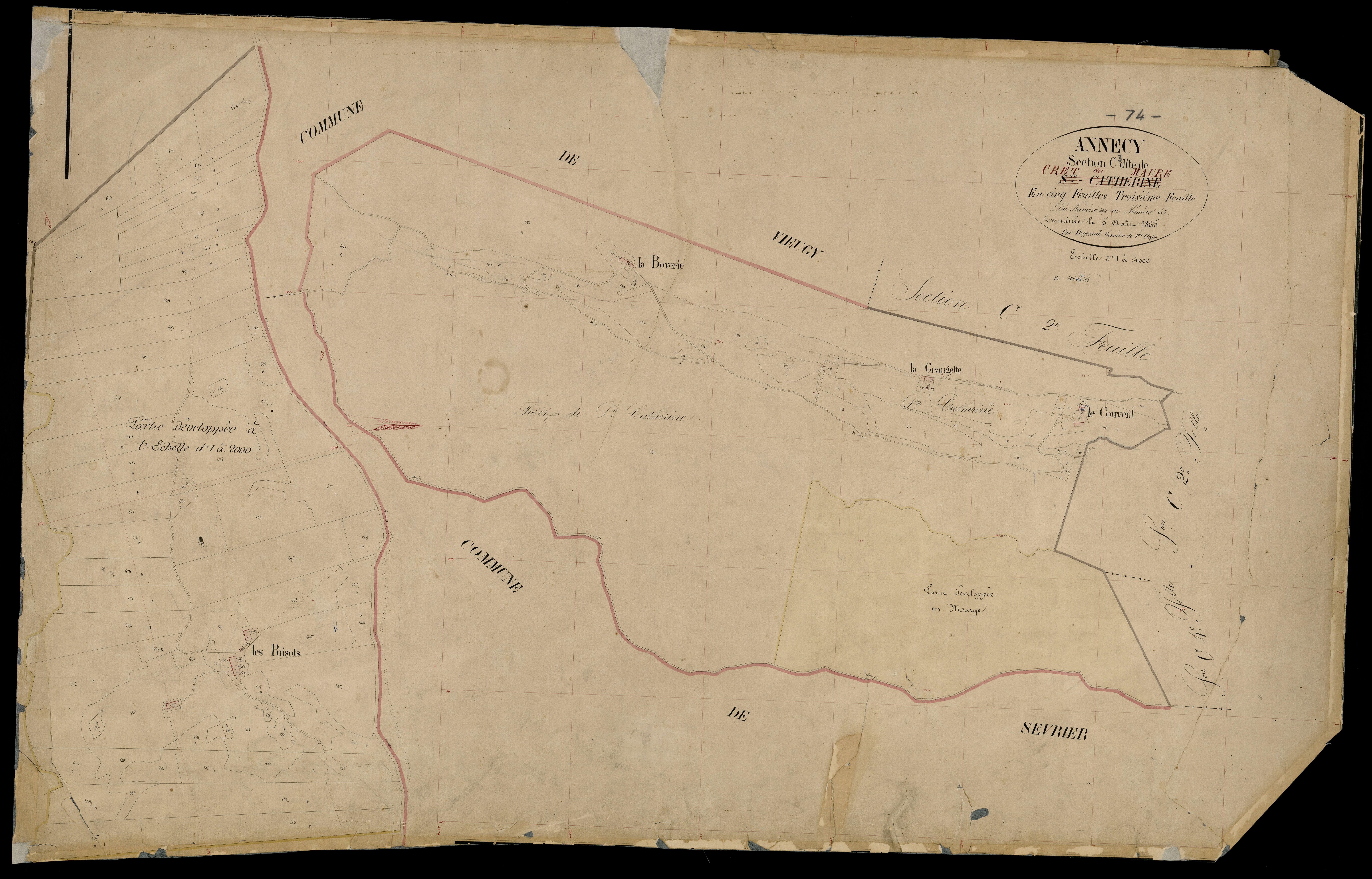 3 P 3 2294 - Feuille n° 4, parcelles n° 606 à 616 - 20 mars 1866