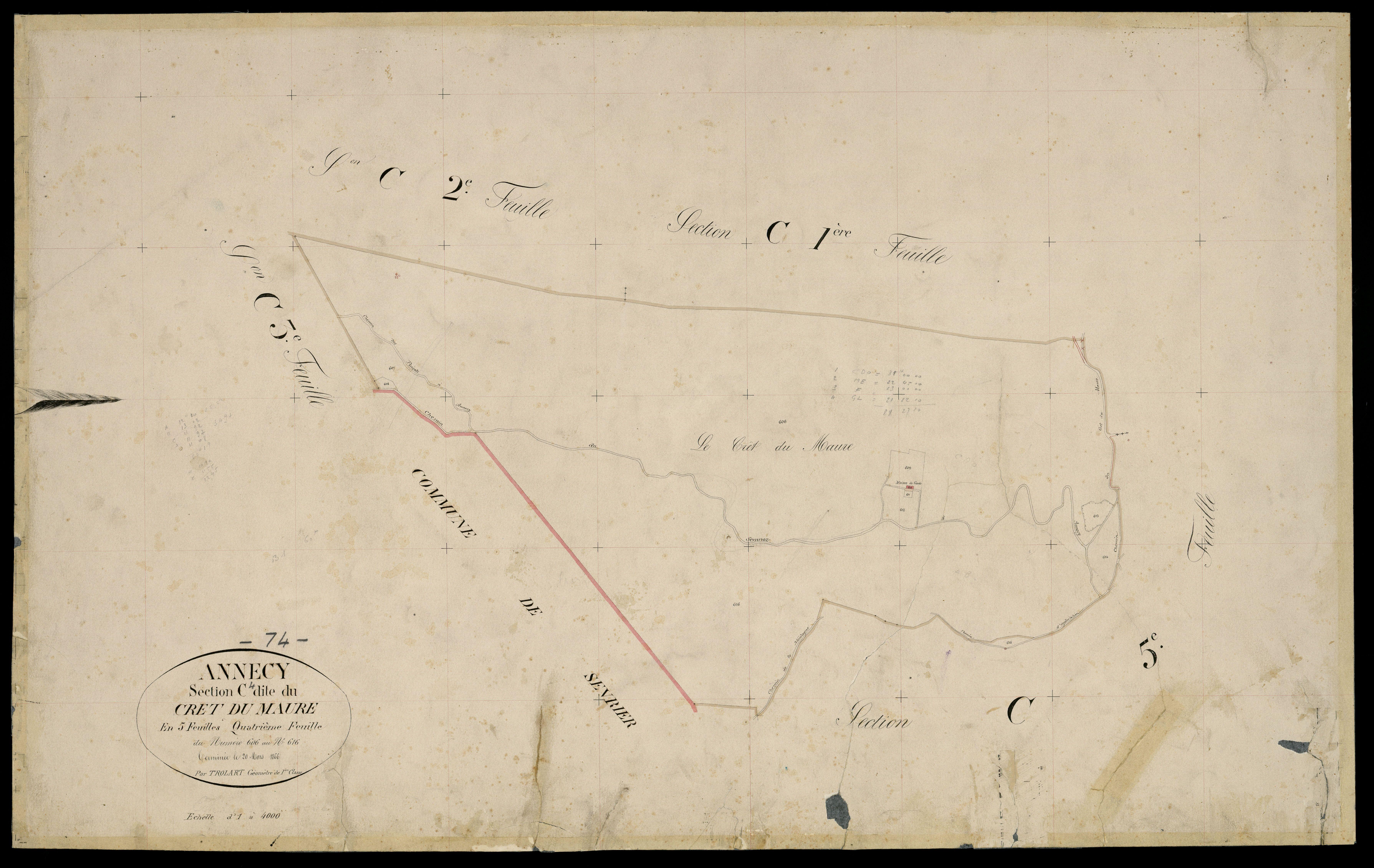 3 P 3 2295 - Feuille n° , parcelles n° 617 à 1038 - 20 mars 1866