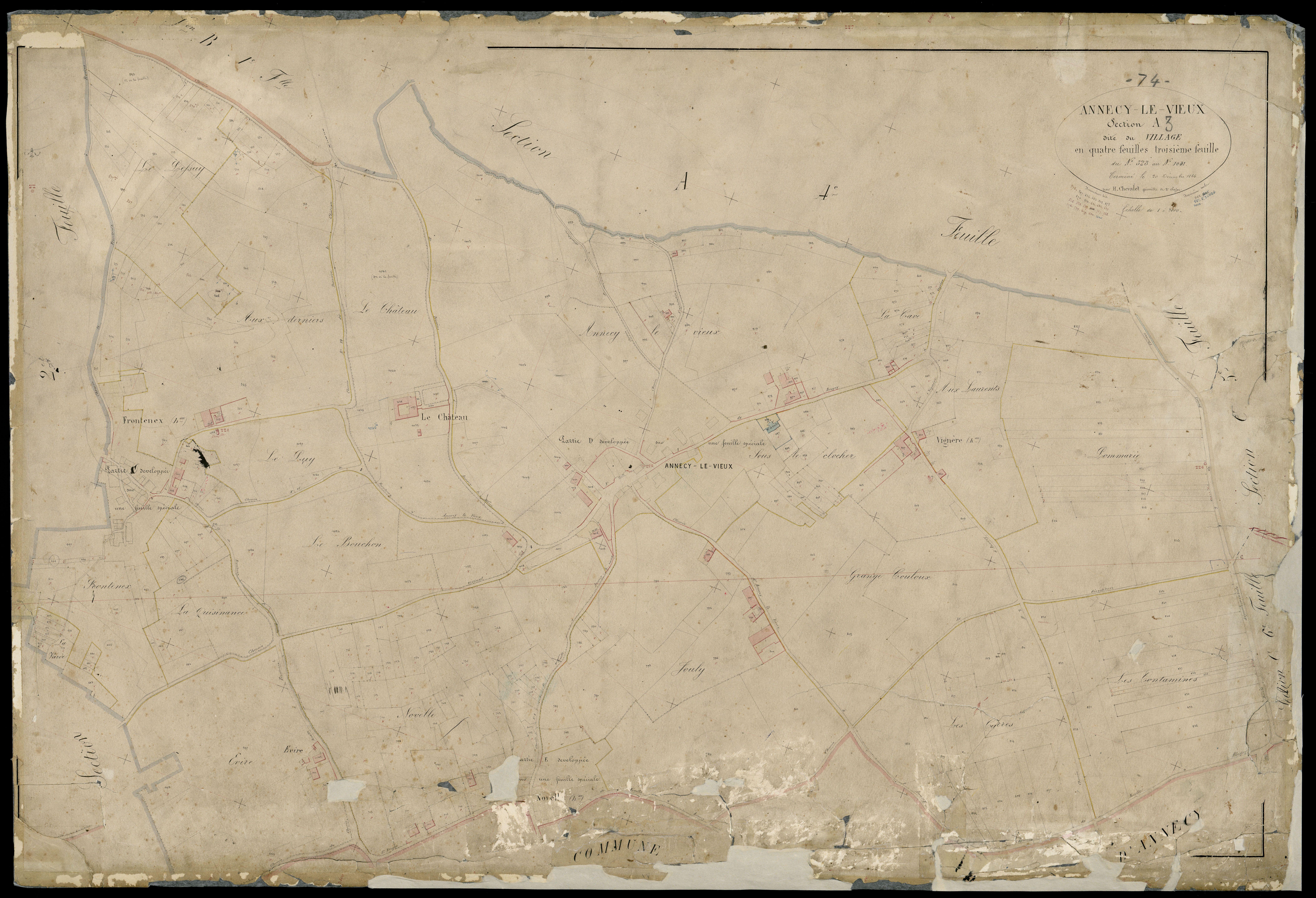 3 P 3 2301 - Feuille n° 4, parcelles n° 1042 à 12 - 20 décembre 1866