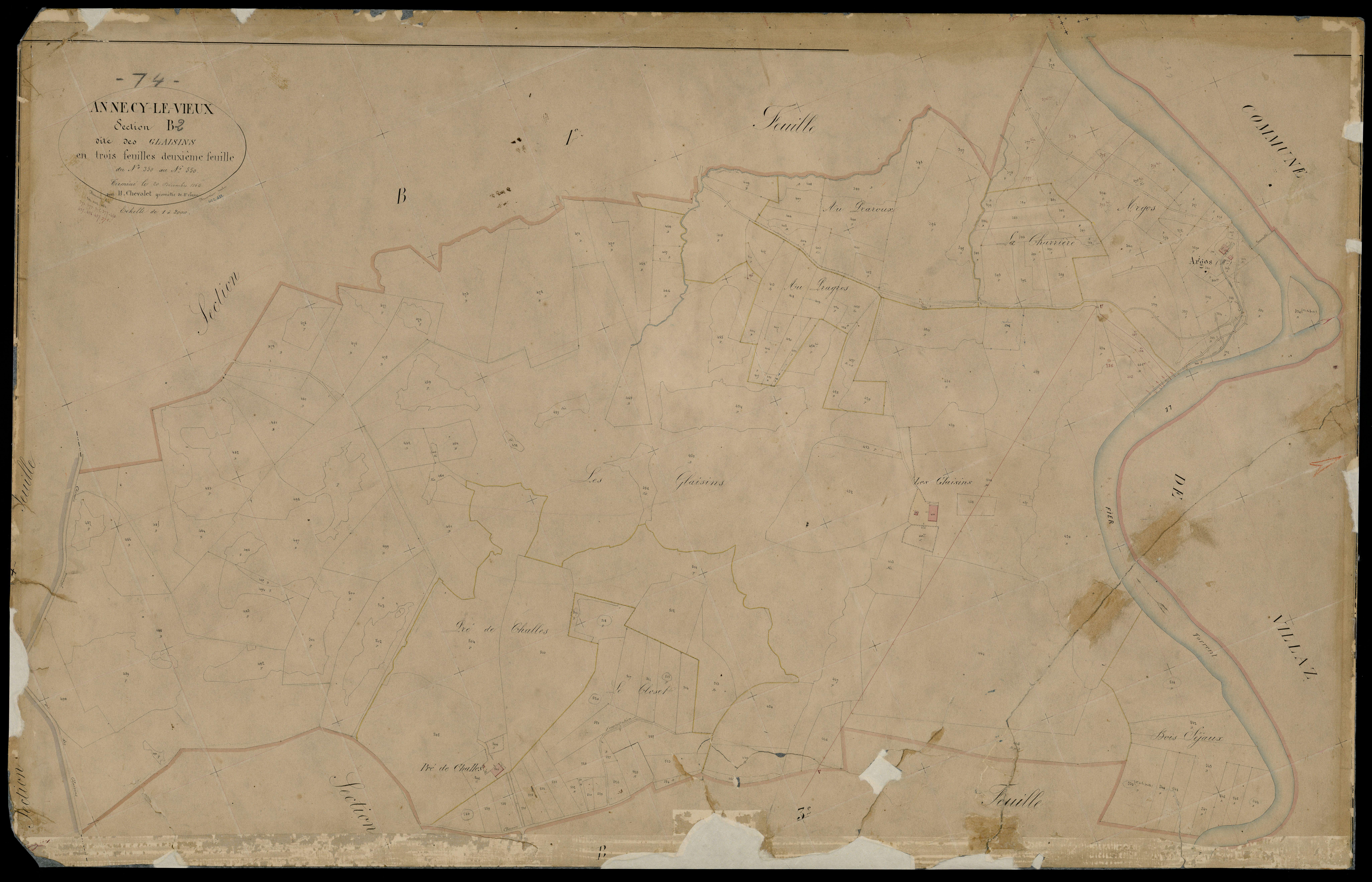 3 P 3 2305 - Feuille n° 3, parcelles n° 1 à 838 - 20 décembre 1866
