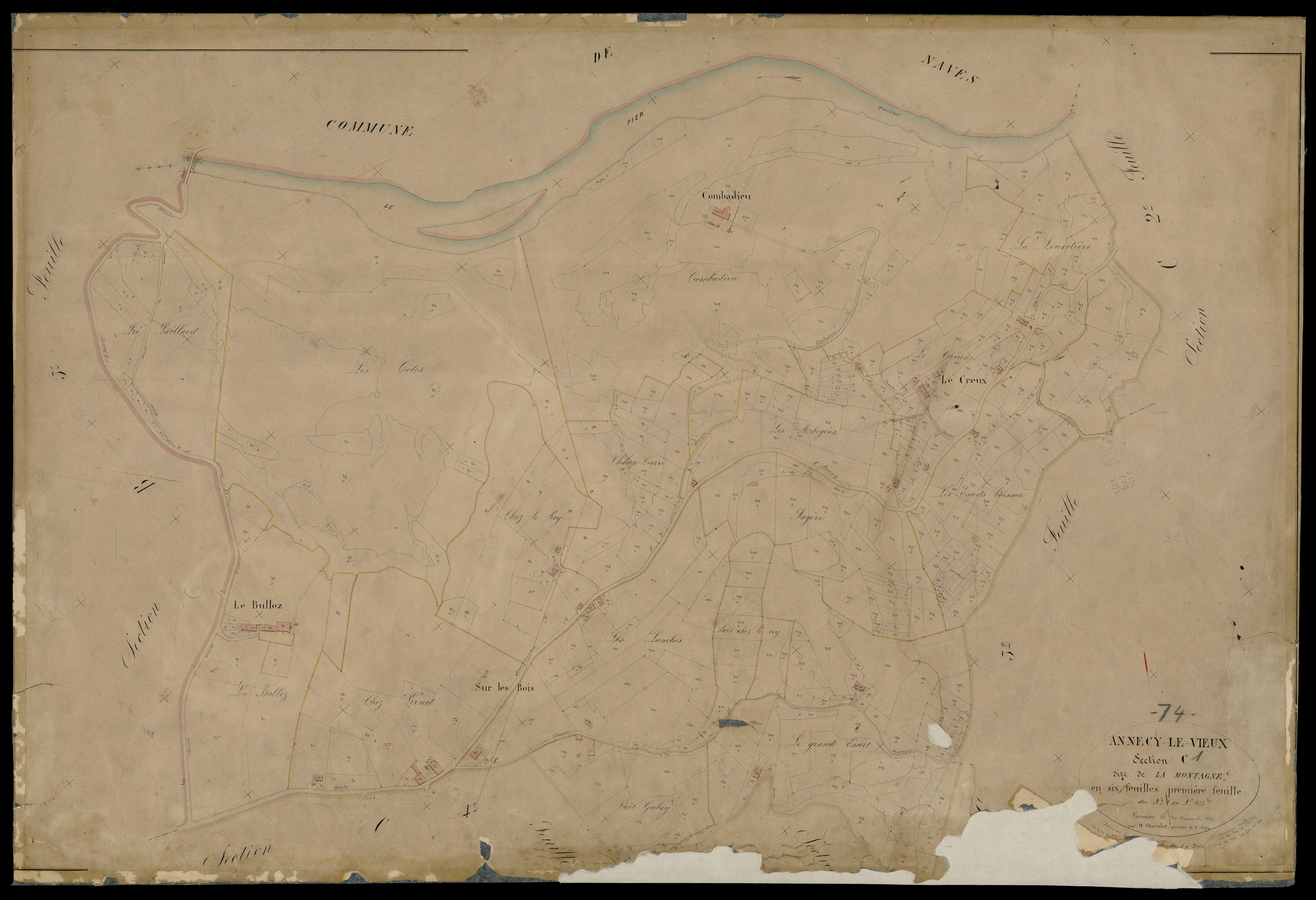 3 P 3 2307 - Feuille n° 2, parcelles n° 44 à 702 - 20 décembre 1866