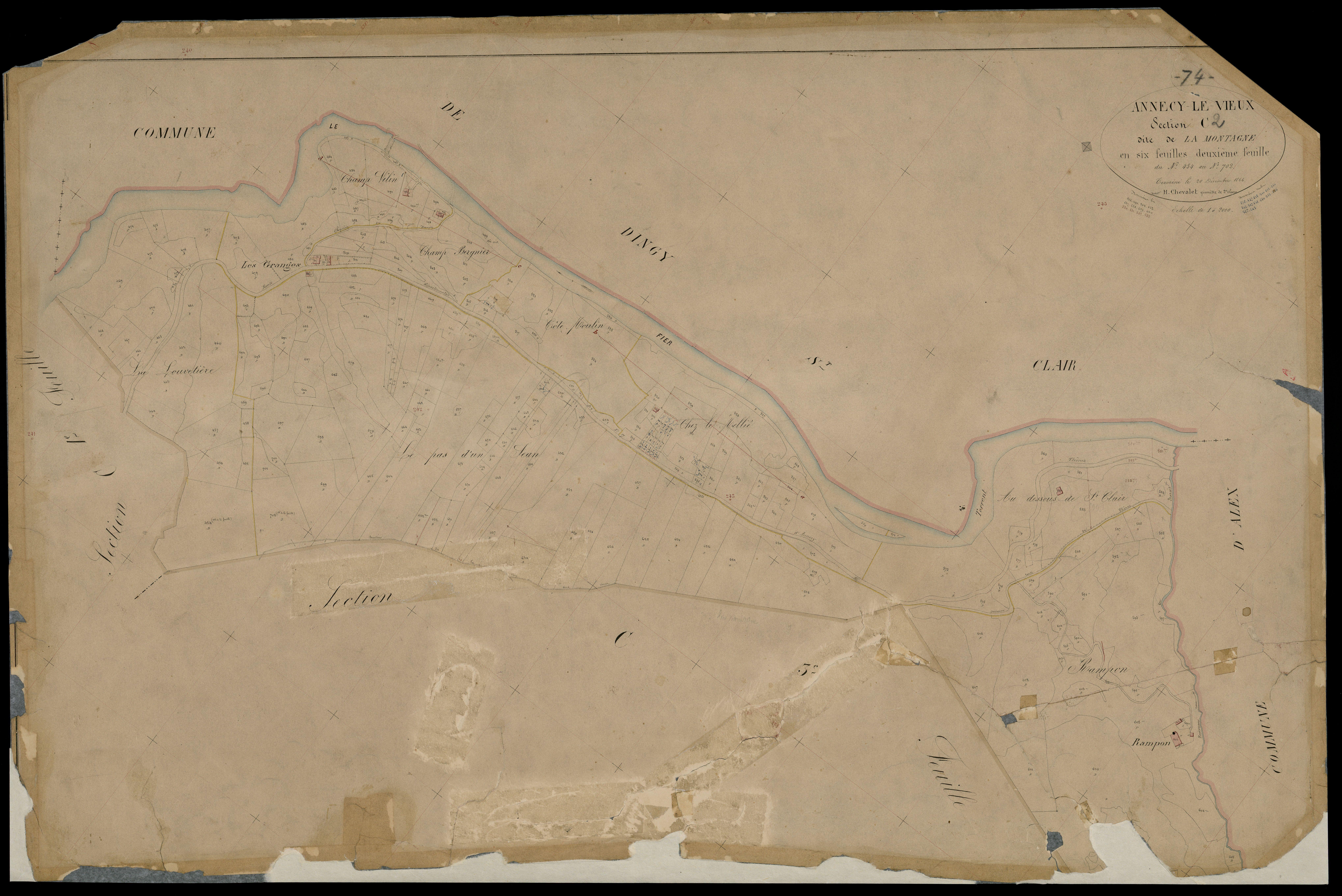 3 P 3 2308 - Feuille n° 3, parcelles n° 703 à 73 - 20 décembre 1866