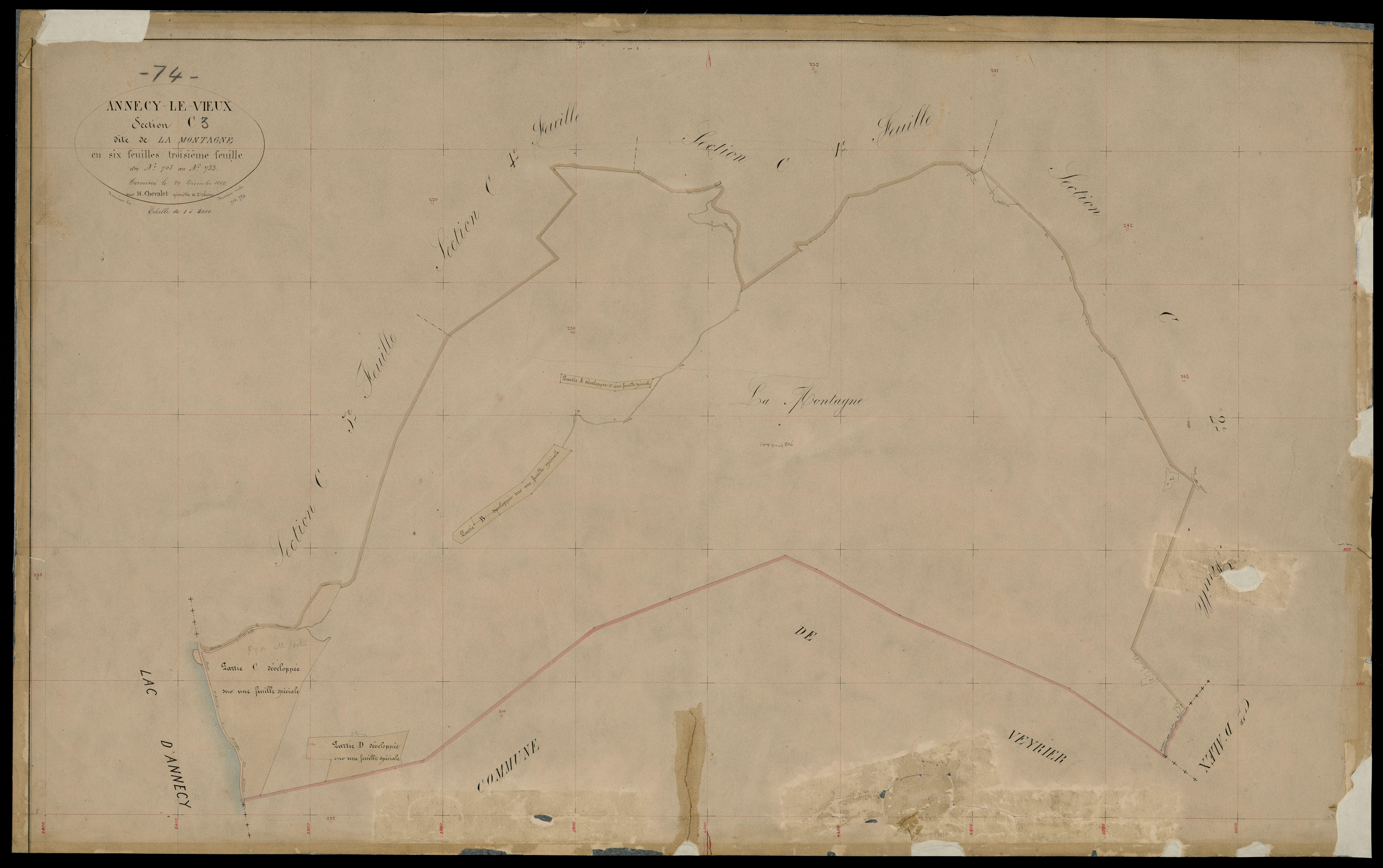 3 P 3 2309 - Feuille n° 4, parcelles n° 74 à 917 - 20 décembre 1866