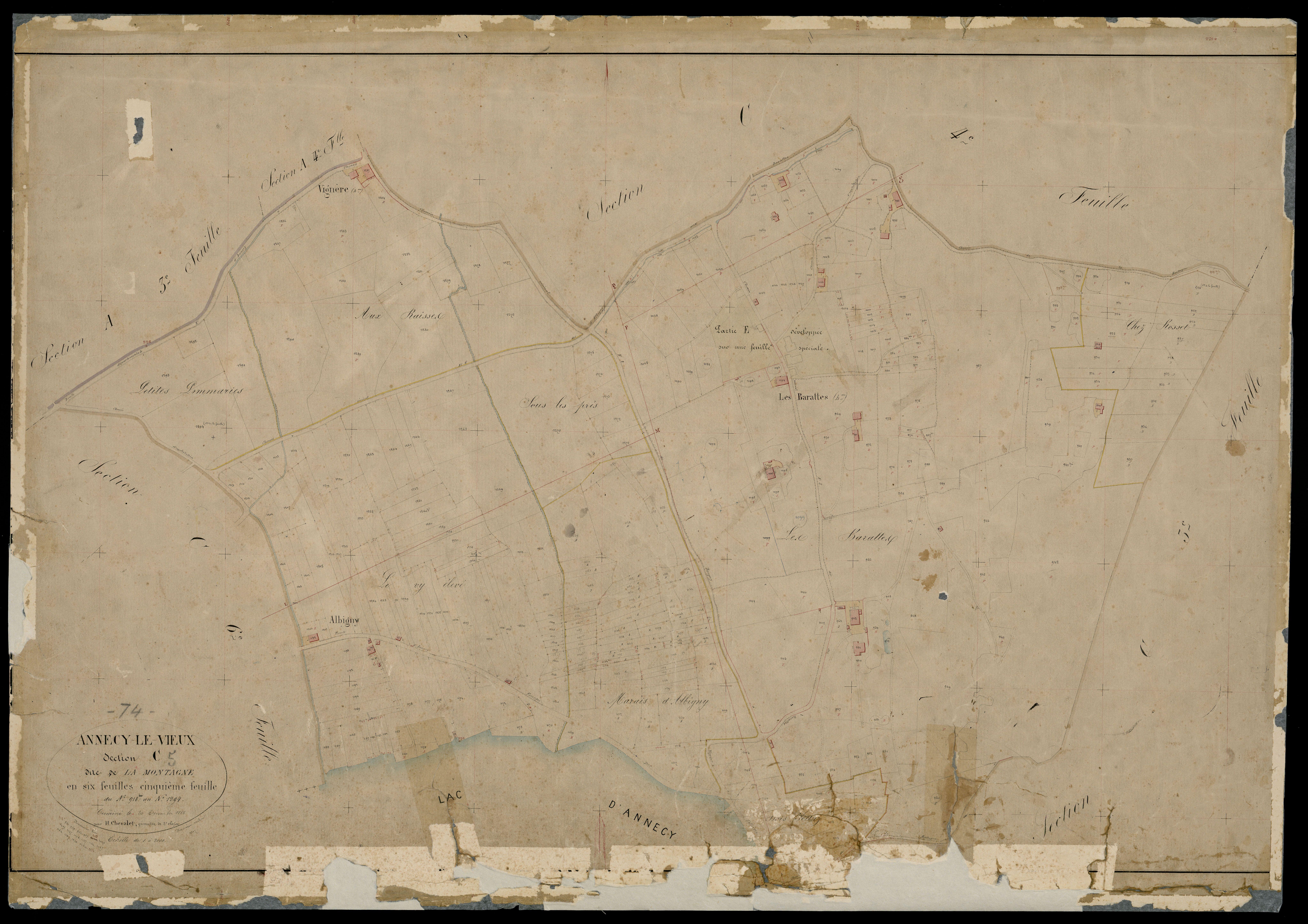 3 P 3 2311 - Feuille n° 6, parcelles n° 129 à 1407 - 20 décembre 1866