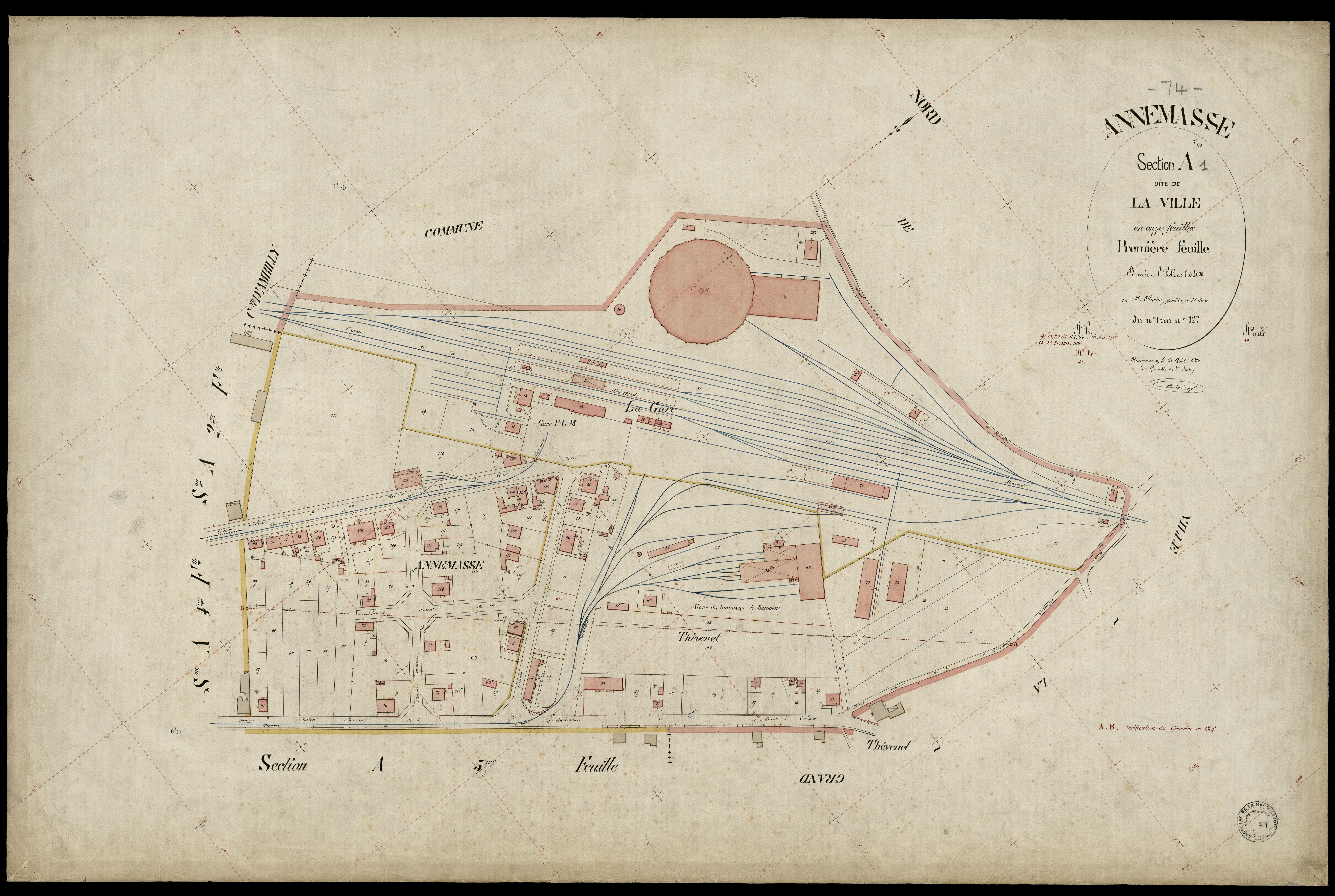 3 P 3 2315 - Feuille n° 2, parcelles n° 128 à 197 - 25 août 1900