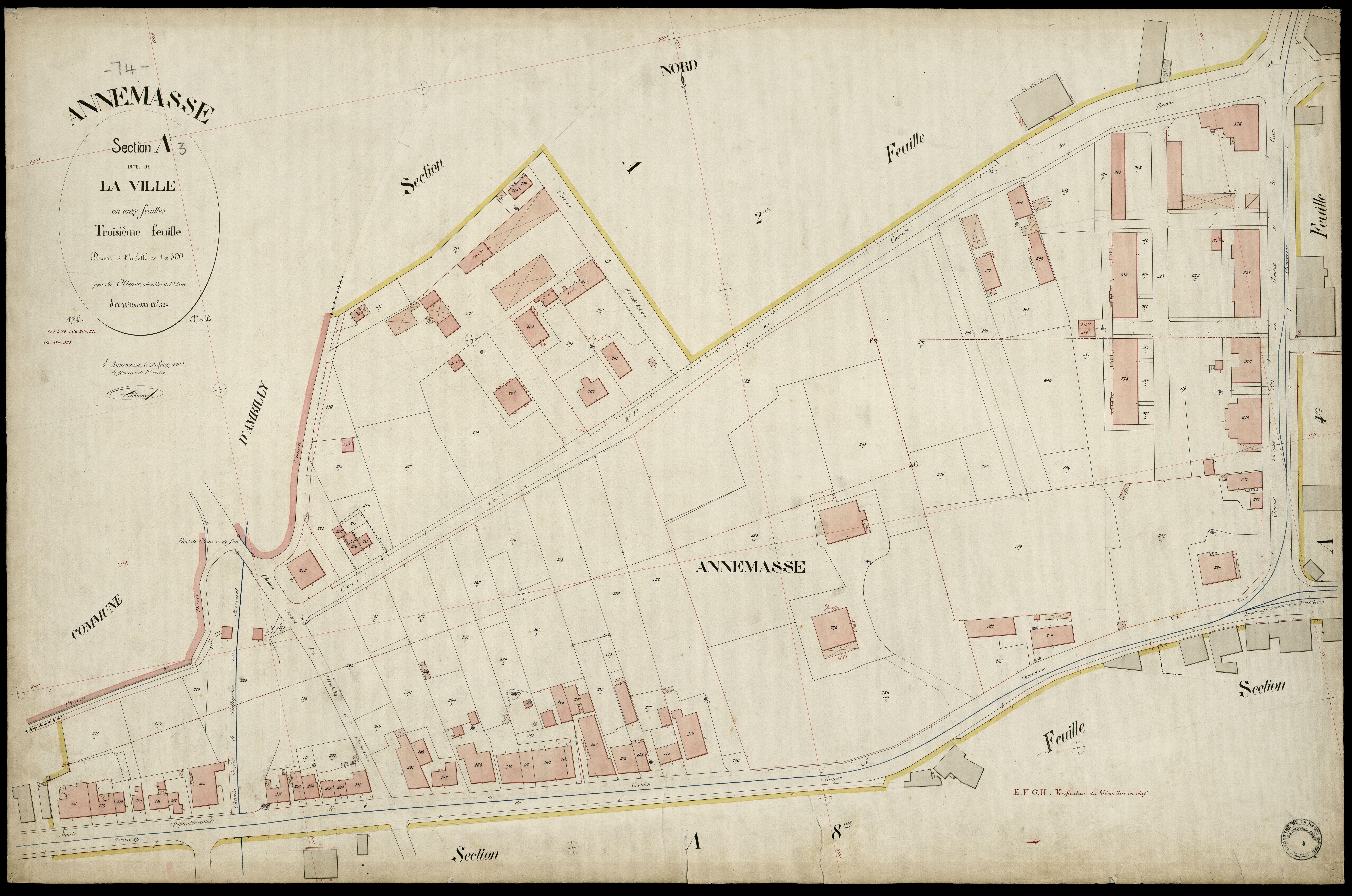 3 P 3 2317 - Feuille n° 4, parcelles n° 32 à 3 - 25 août 1900