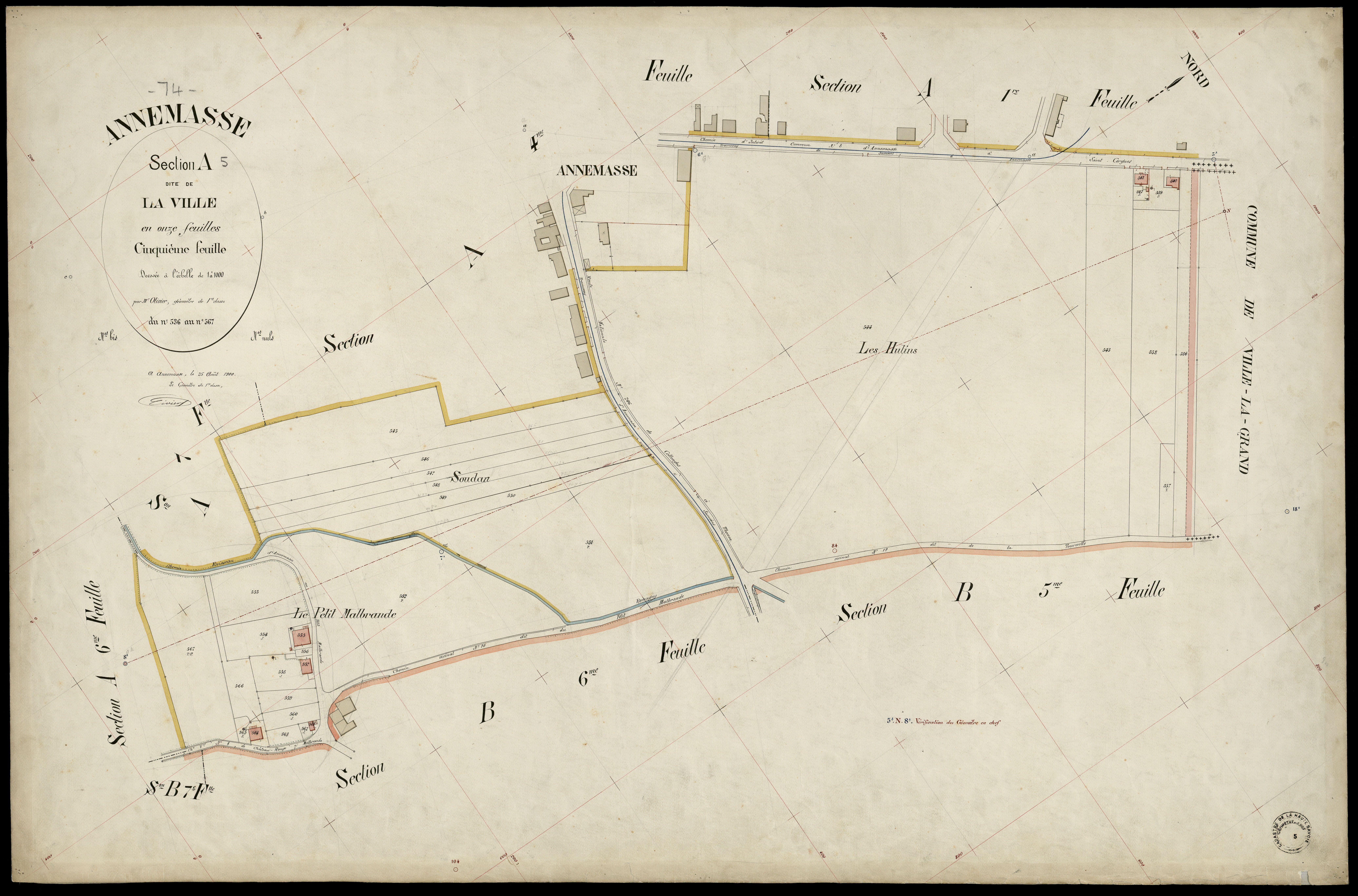 3 P 3 2319 - Feuille n° 6, parcelles n° 68 à 682 - 25 août 1900