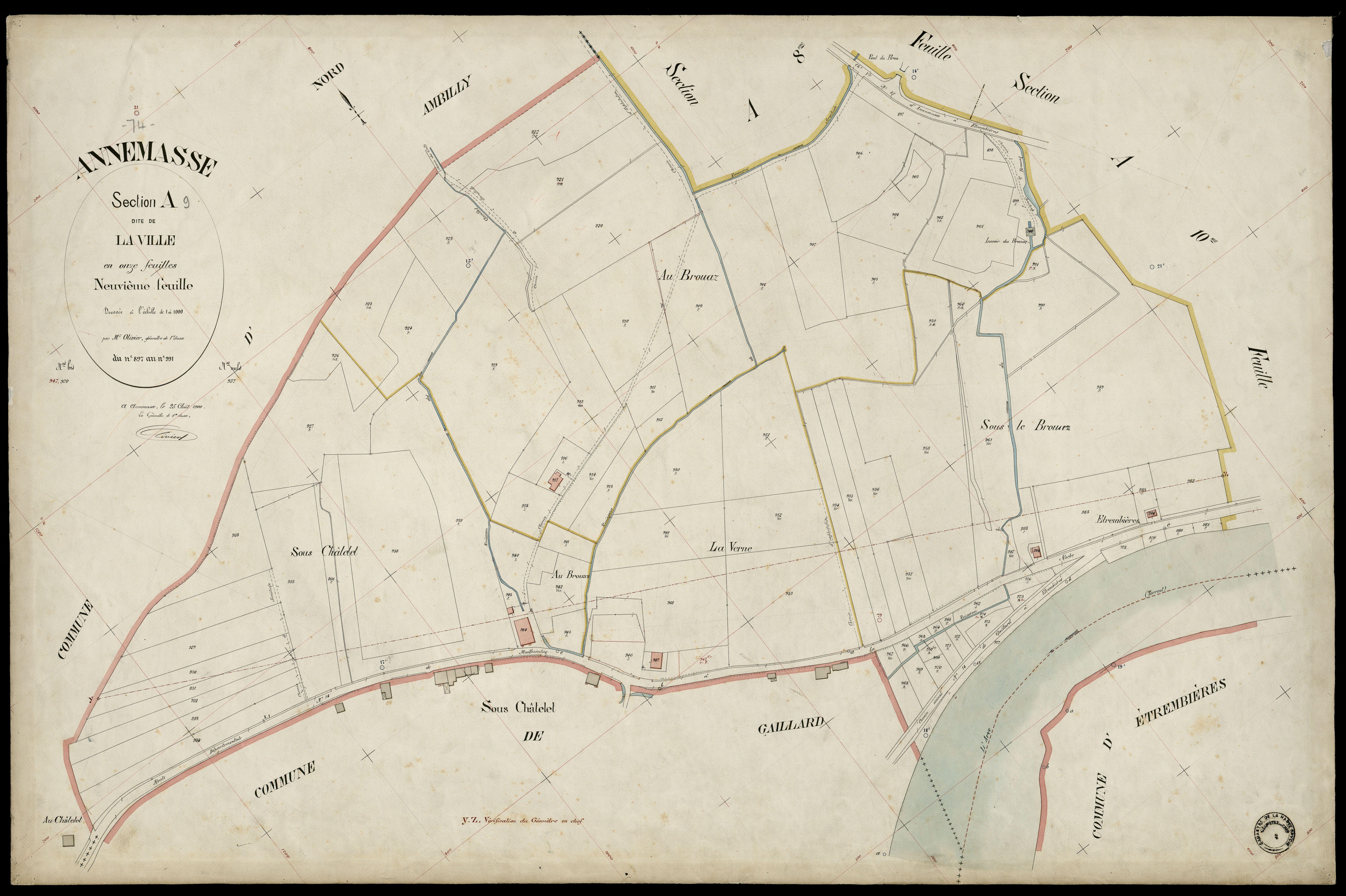 3 P 3 2323 - Feuille n° 10, parcelles n° 992 à 1236 - 25 août 1900