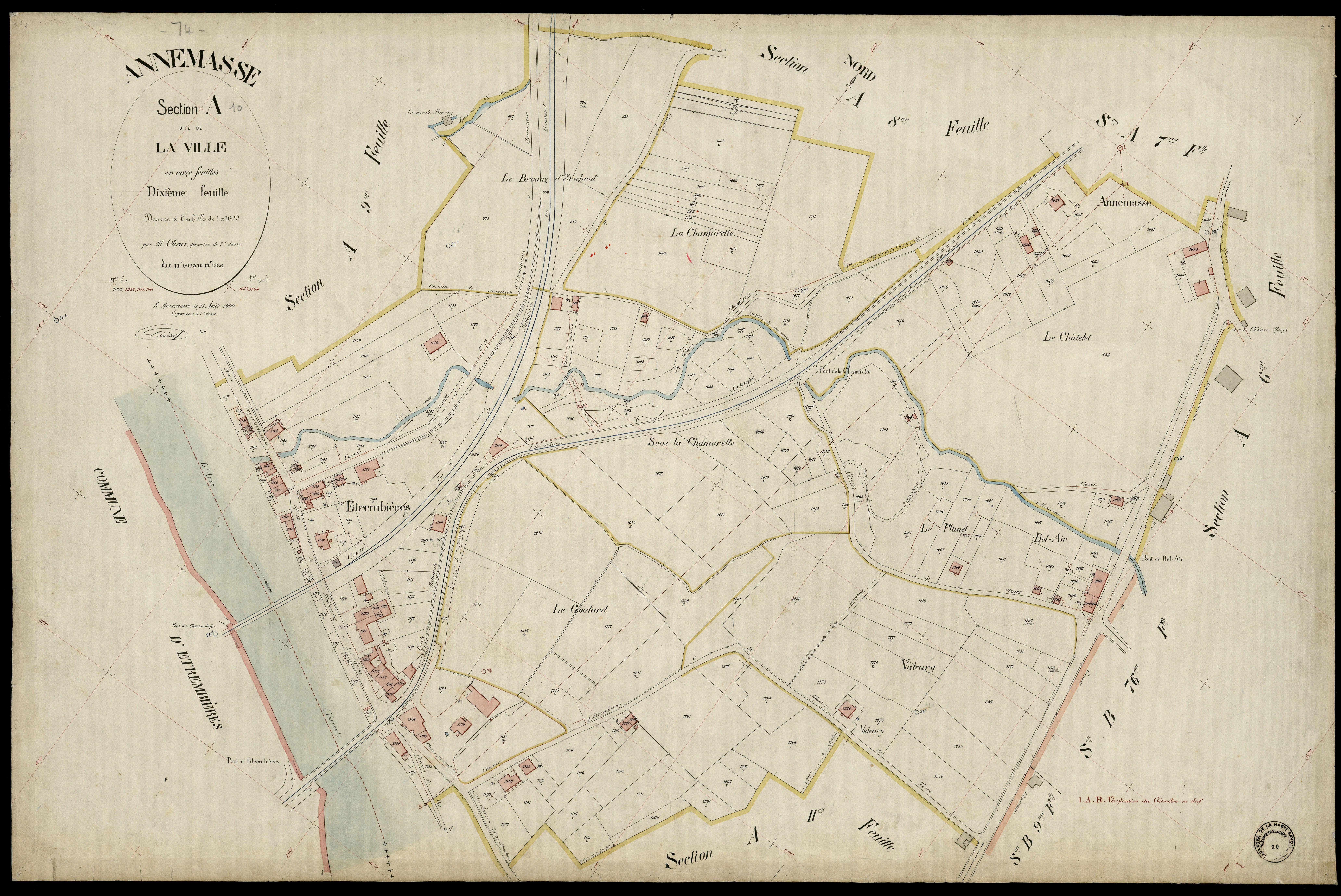 3 P 3 2324 - Feuille n° 11, parcelles n° 1237 à 1407 - 25 août 1900