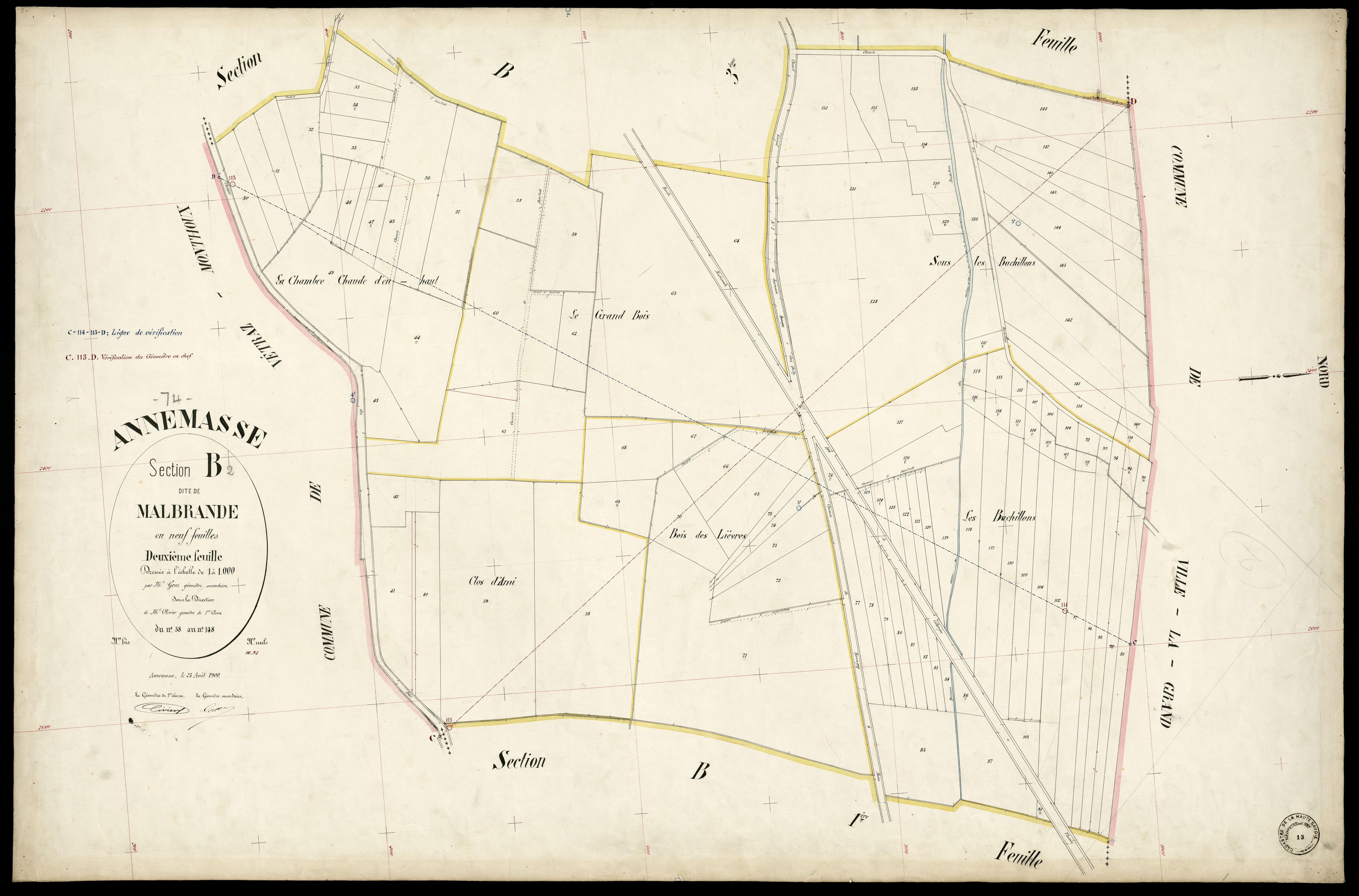 3 P 3 2328 - Feuille n° 4, parcelles n° 246 à 420 - 25 août 1900