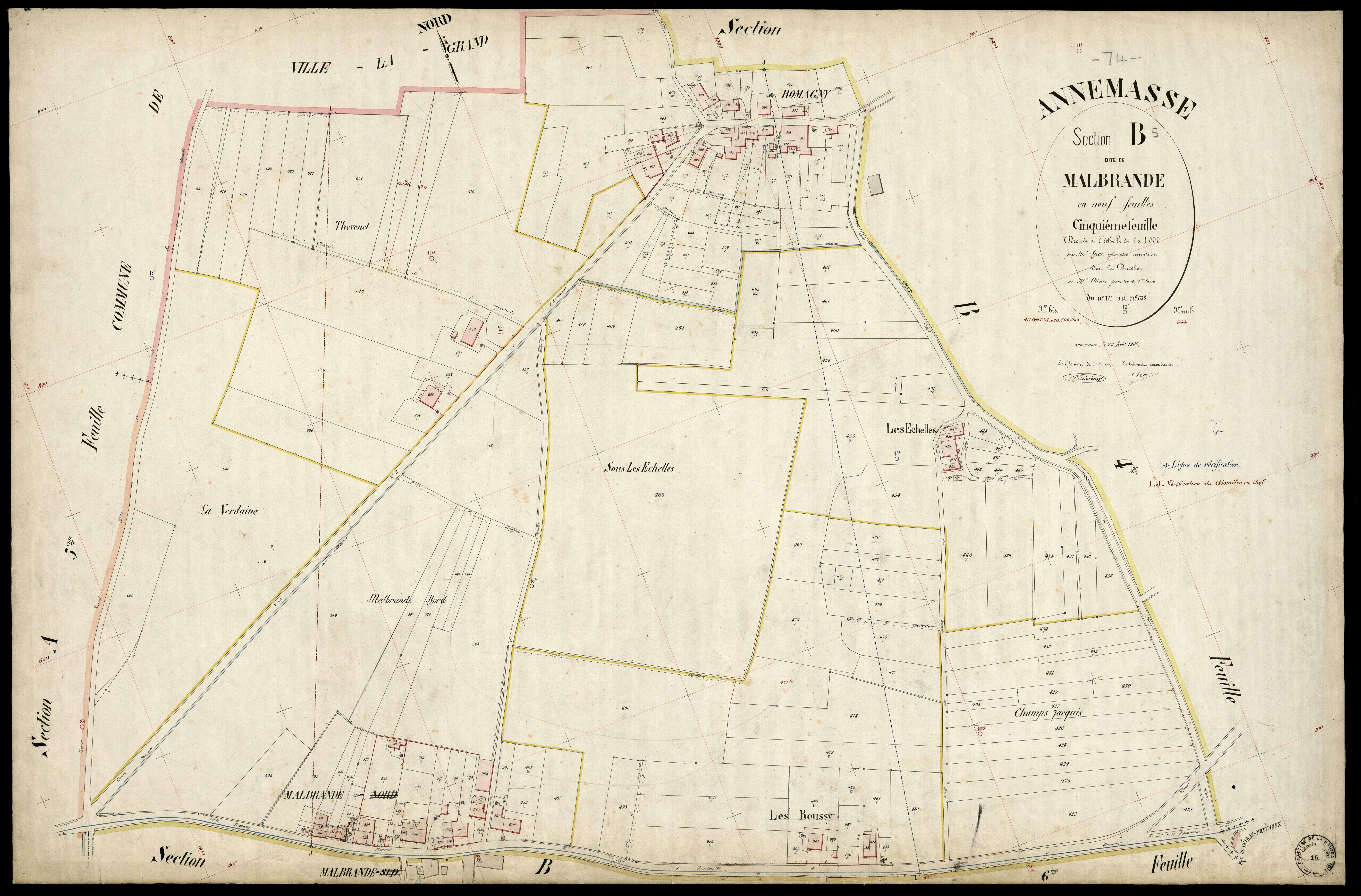 3 P 3 2330 - Feuille n° 6, parcelles n° 639 à 746 - 25 août 1900