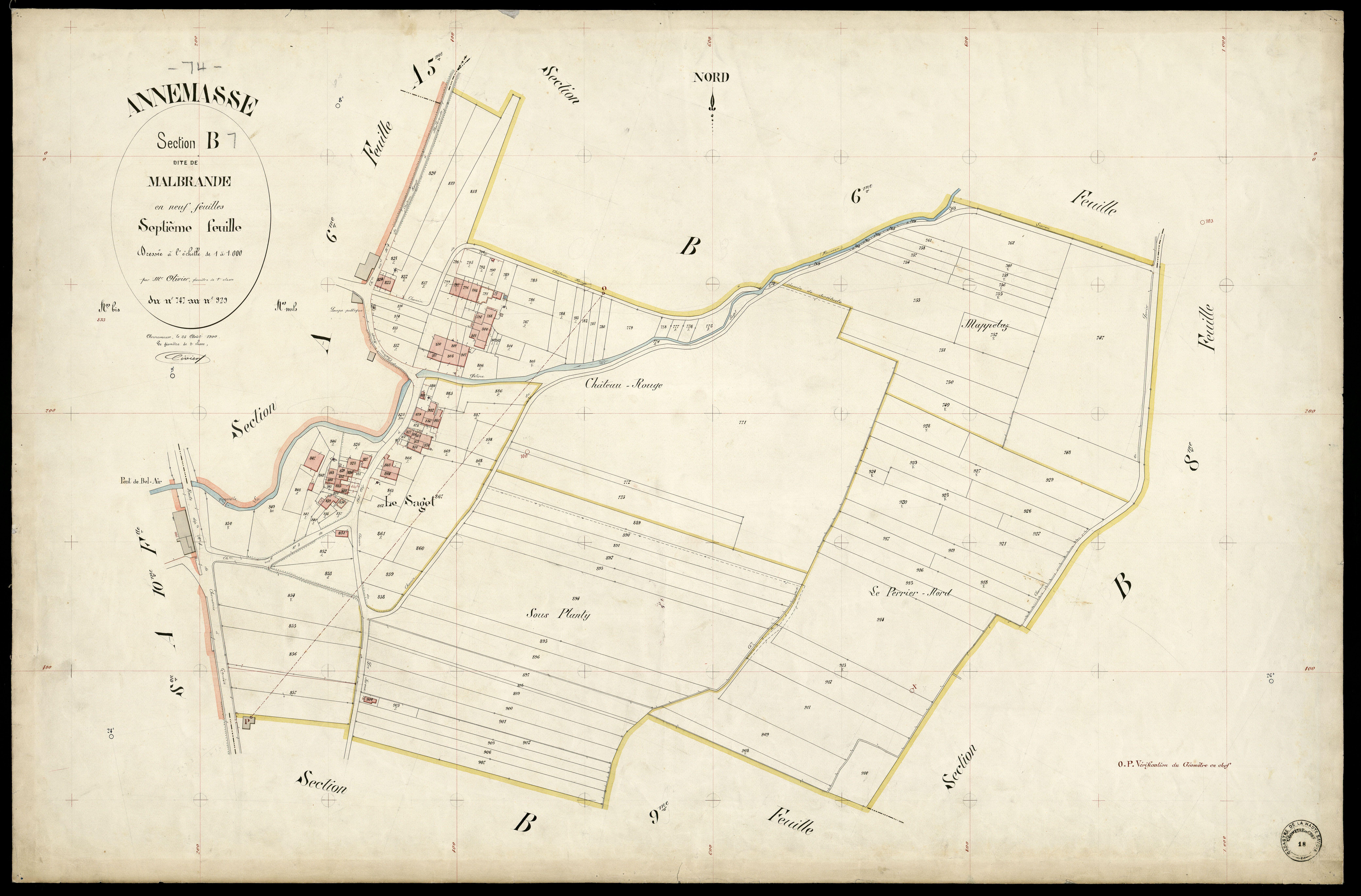 3 P 3 2332 - Feuille n° 8, parcelles n° 930 à 1004 - 25 août 1900