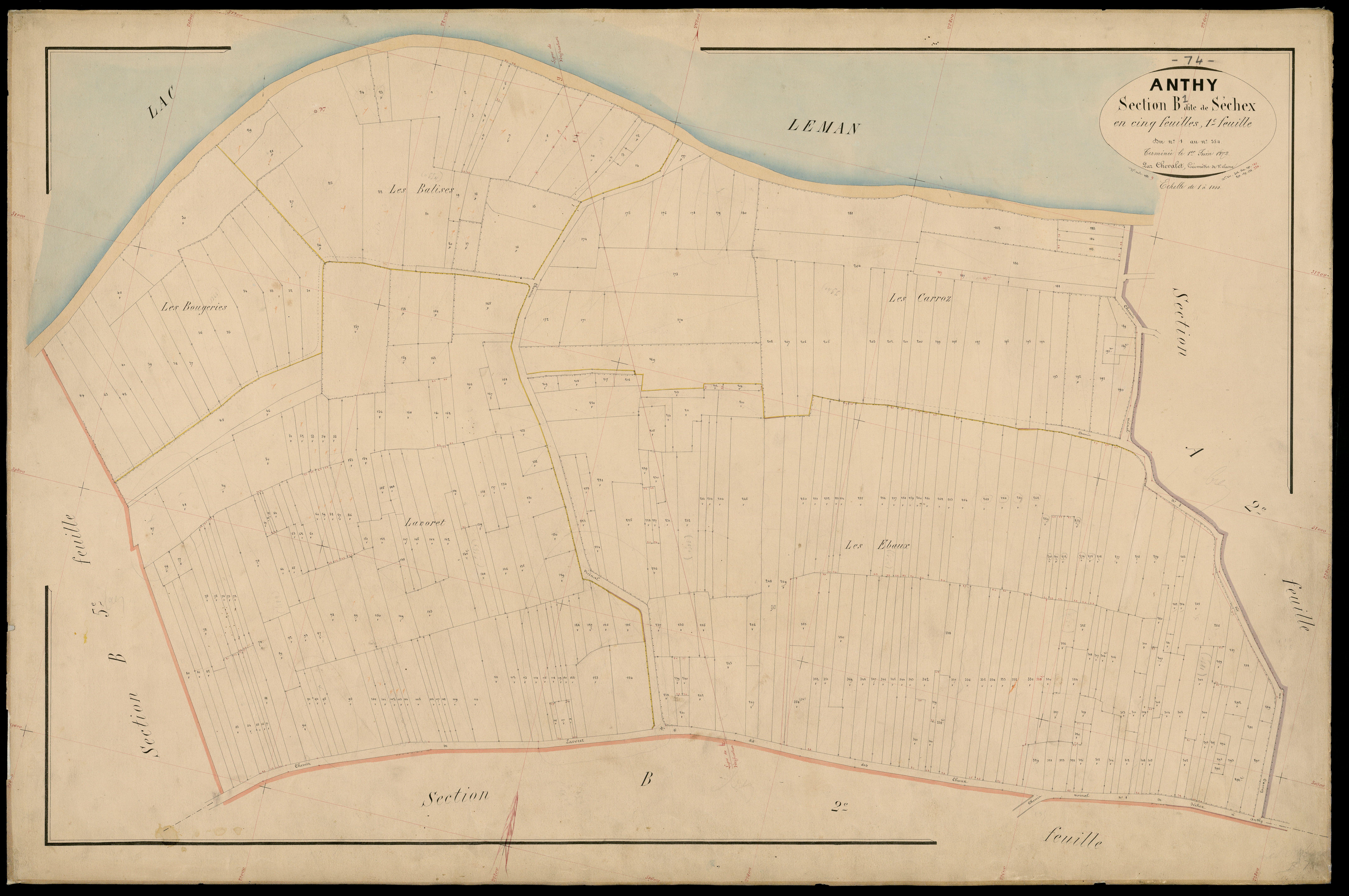 3 P 3 2342 - Feuille n° 2, parcelles n° 3 à 602 - 1er juin 1872