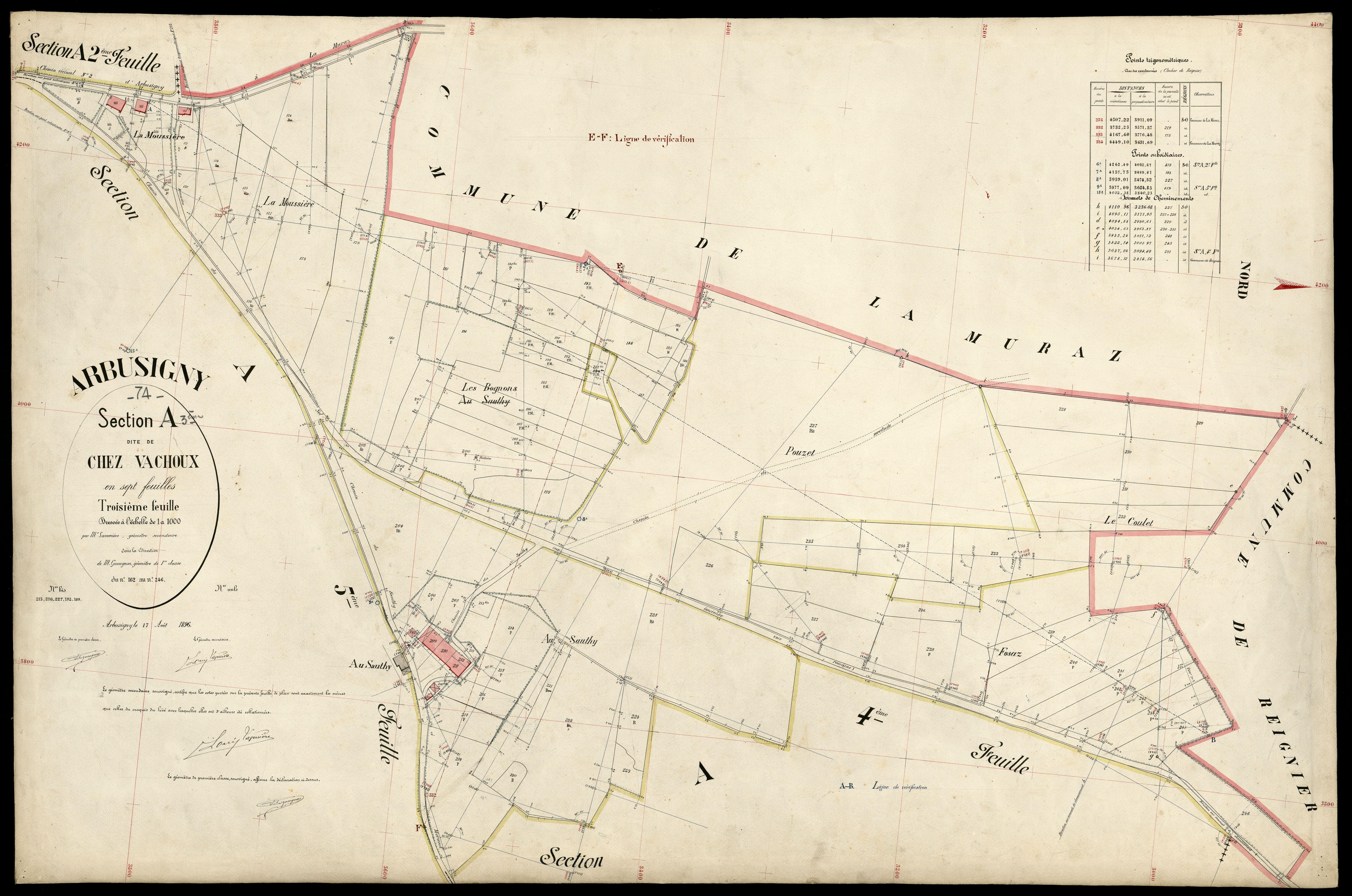 3 P 3 2403 - Feuille n° 4, parcelles n° 247 à 370 - 17 août 1896