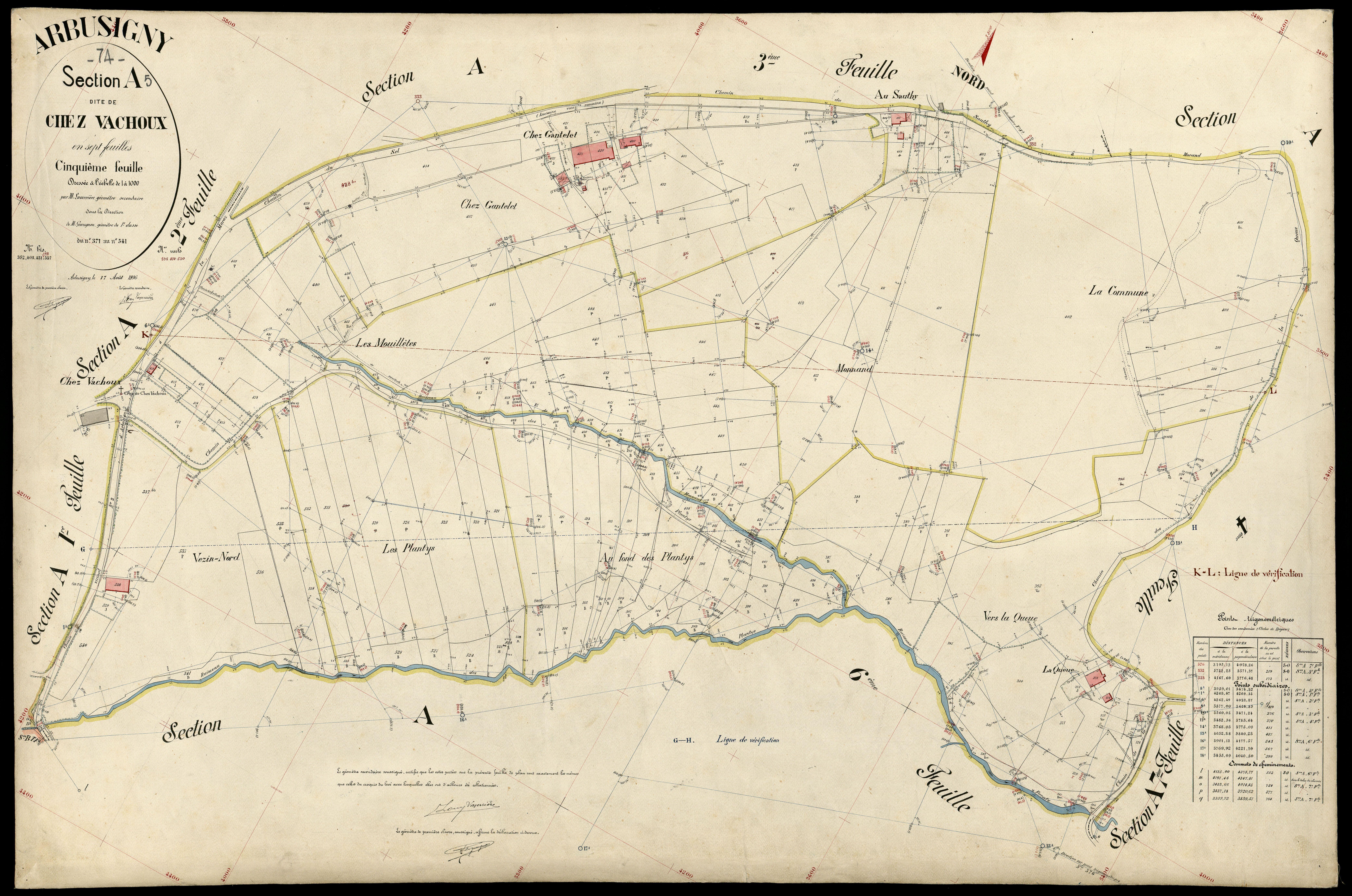 3 P 3 2405 - Feuille n° 6, parcelles n° 42 à 61 - 17 août 1896