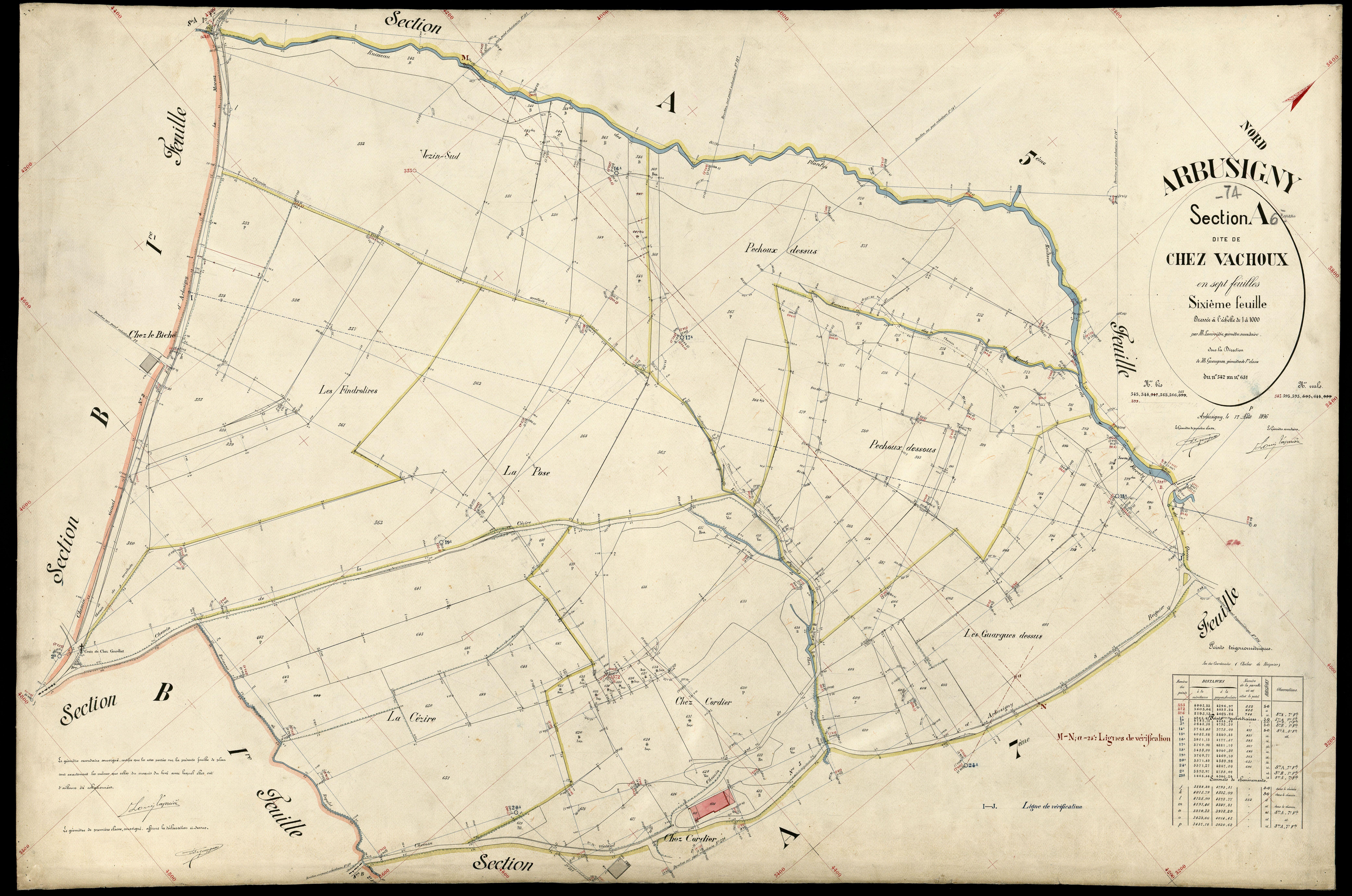 3 P 3 2406 - Feuille n° 7, parcelles n° 62 à 781 - 17 août 1896