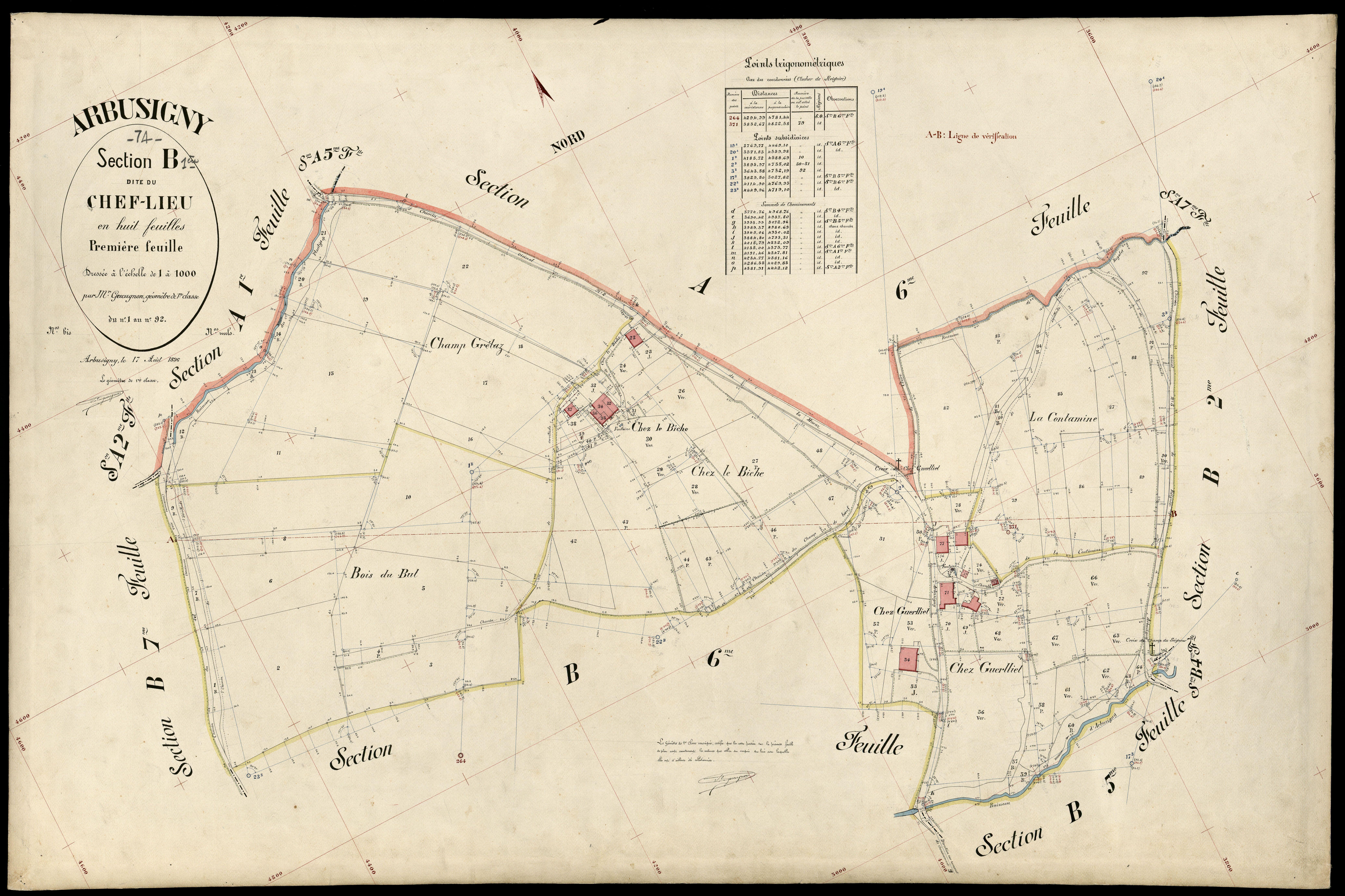 3 P 3 2408 - Feuille n° 2, parcelles n° 93 à 172 - 17 août 1896
