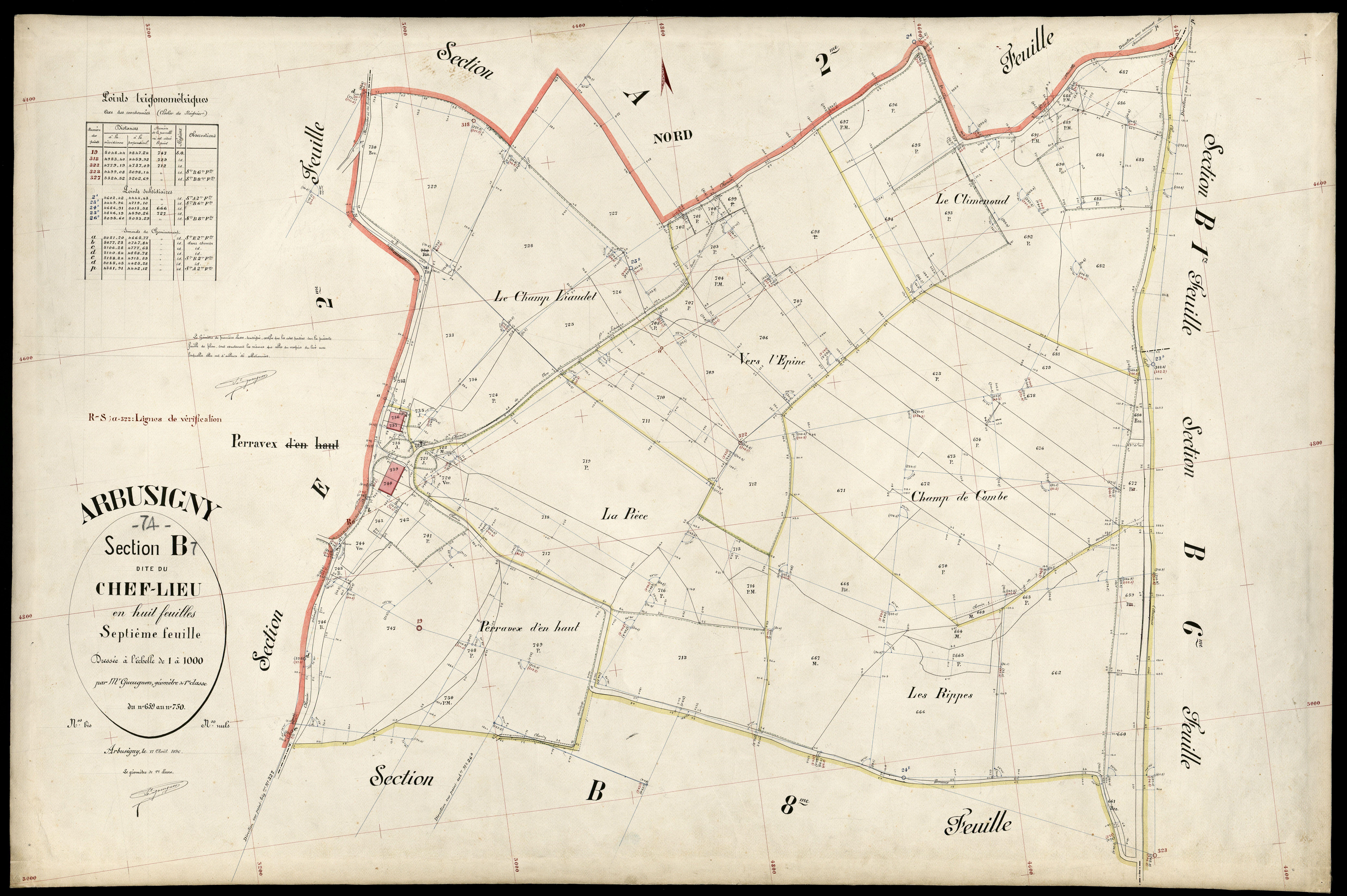 3 P 3 2414 - Feuille n° 8, parcelles n° 71 à 836 - 17 août 1896