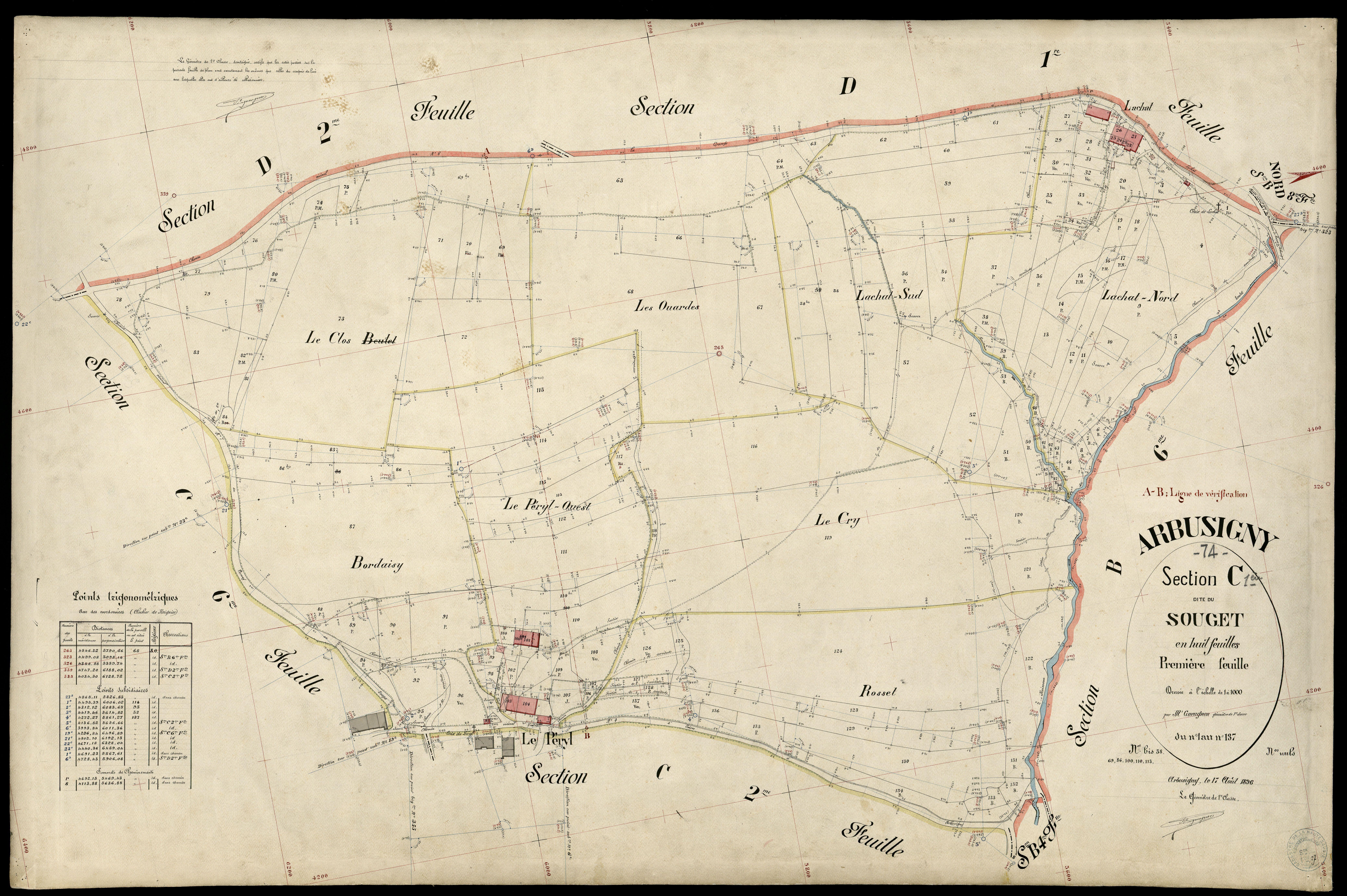 3 P 3 2416 - Feuille n° 2, parcelles n° 138 à 222 - 17 août 1896