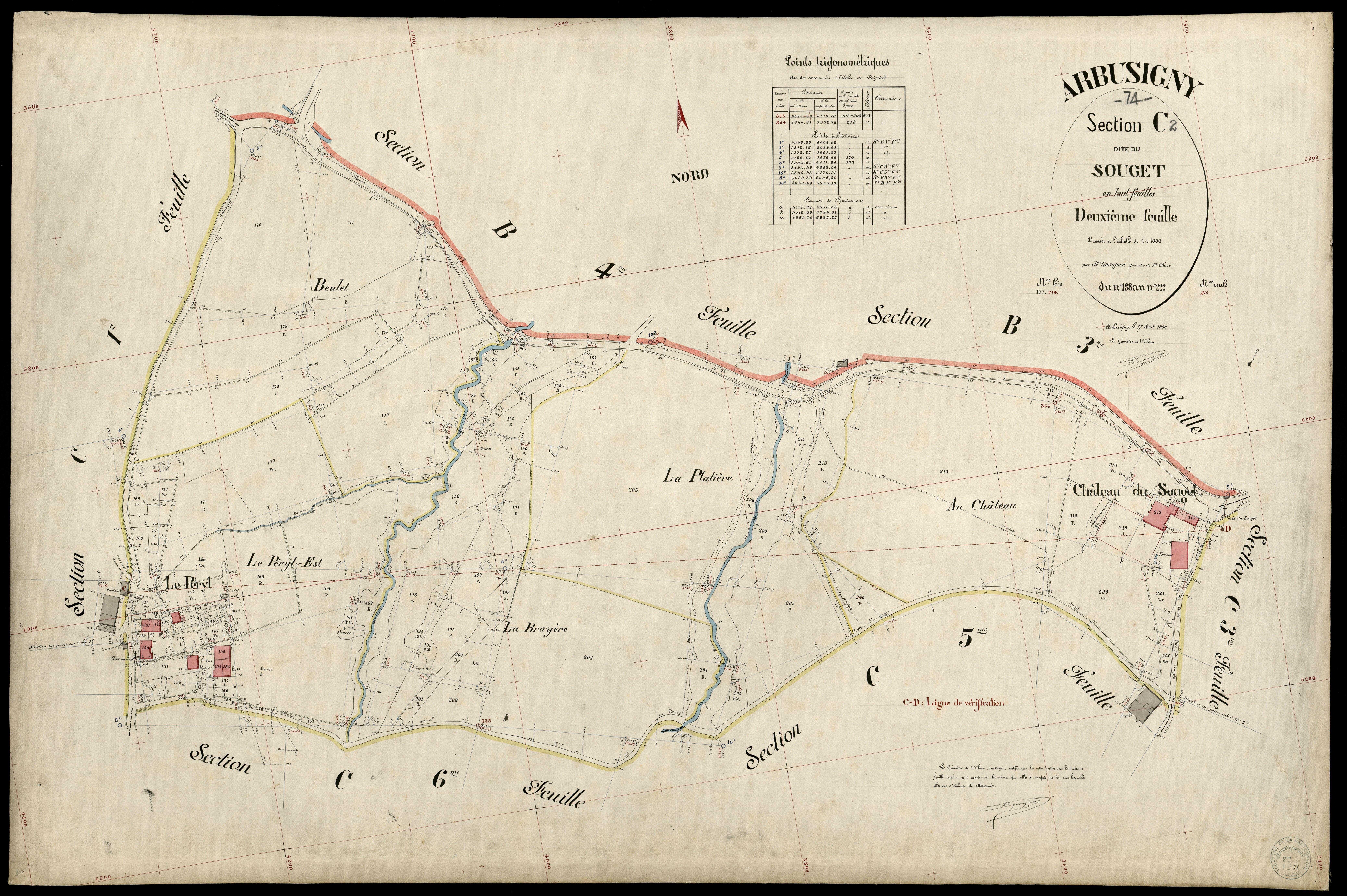 3 P 3 2417 - Feuille n° 3, parcelles n° 223 à 318 - 17 août 1896