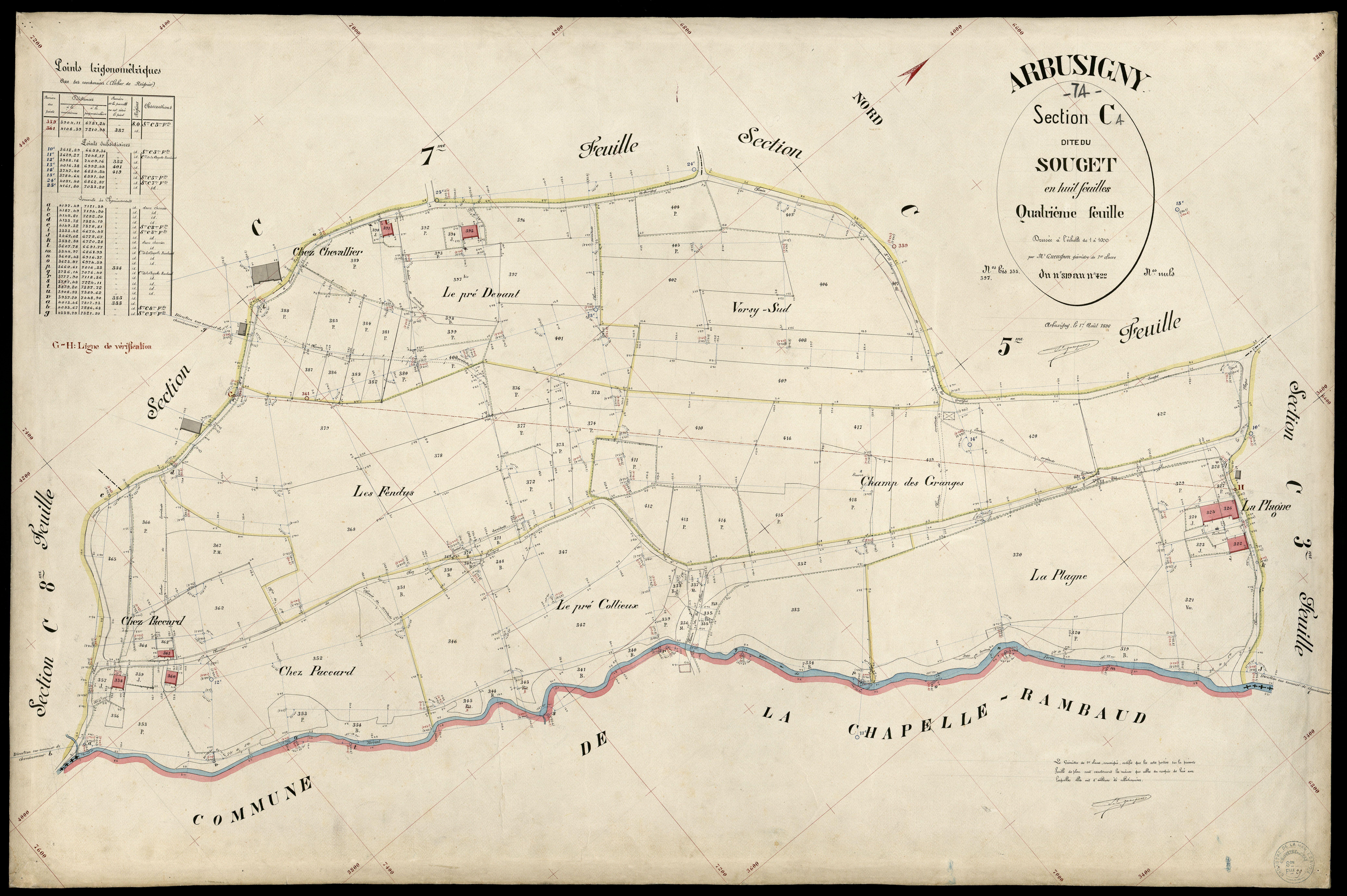 3 P 3 2419 - Feuille n° , parcelles n° 423 à 474 - 17 août 1896