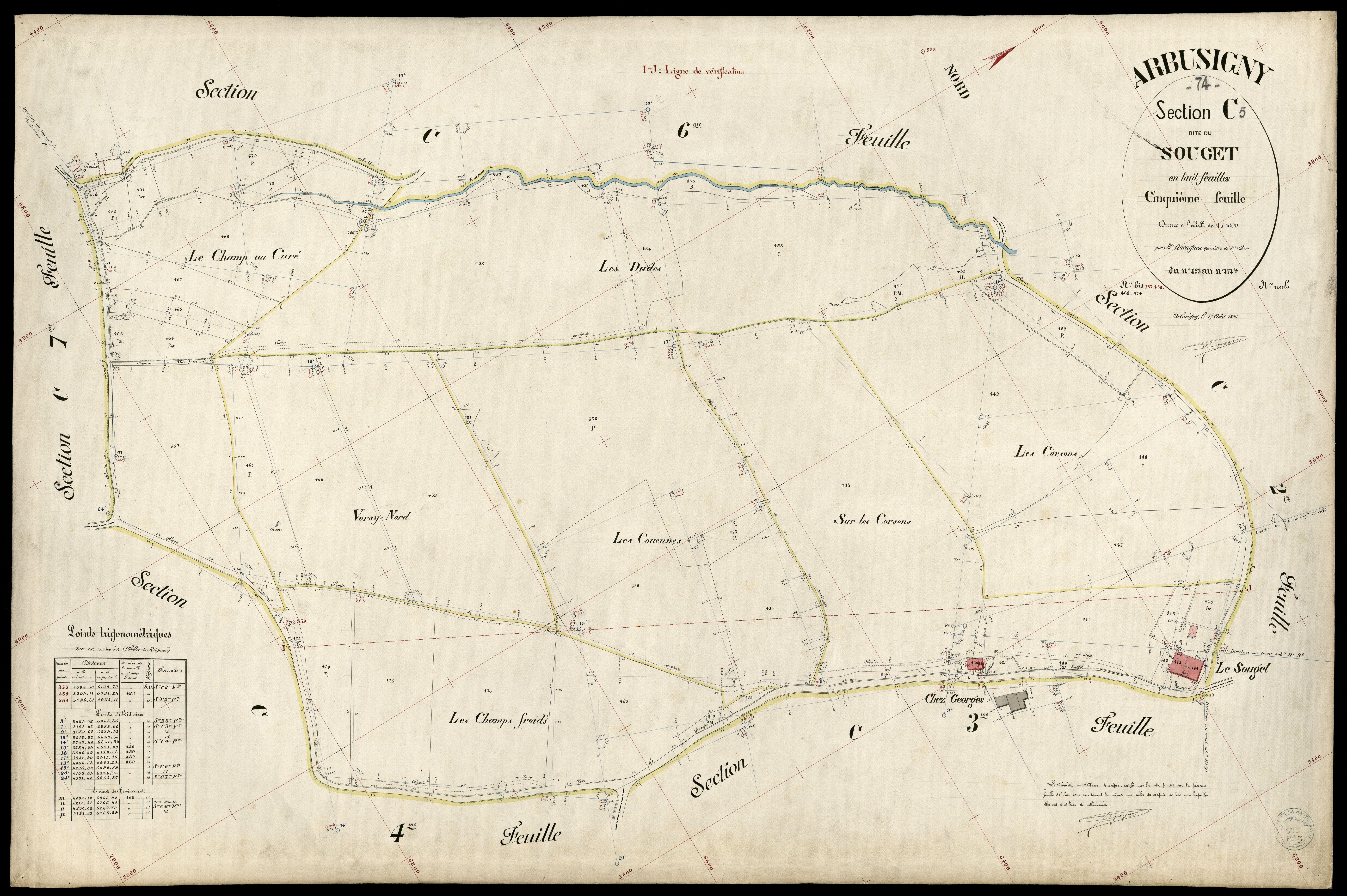 3 P 3 2420 - Feuille n° 6, parcelles n° 47 à 7 - 17 août 1896