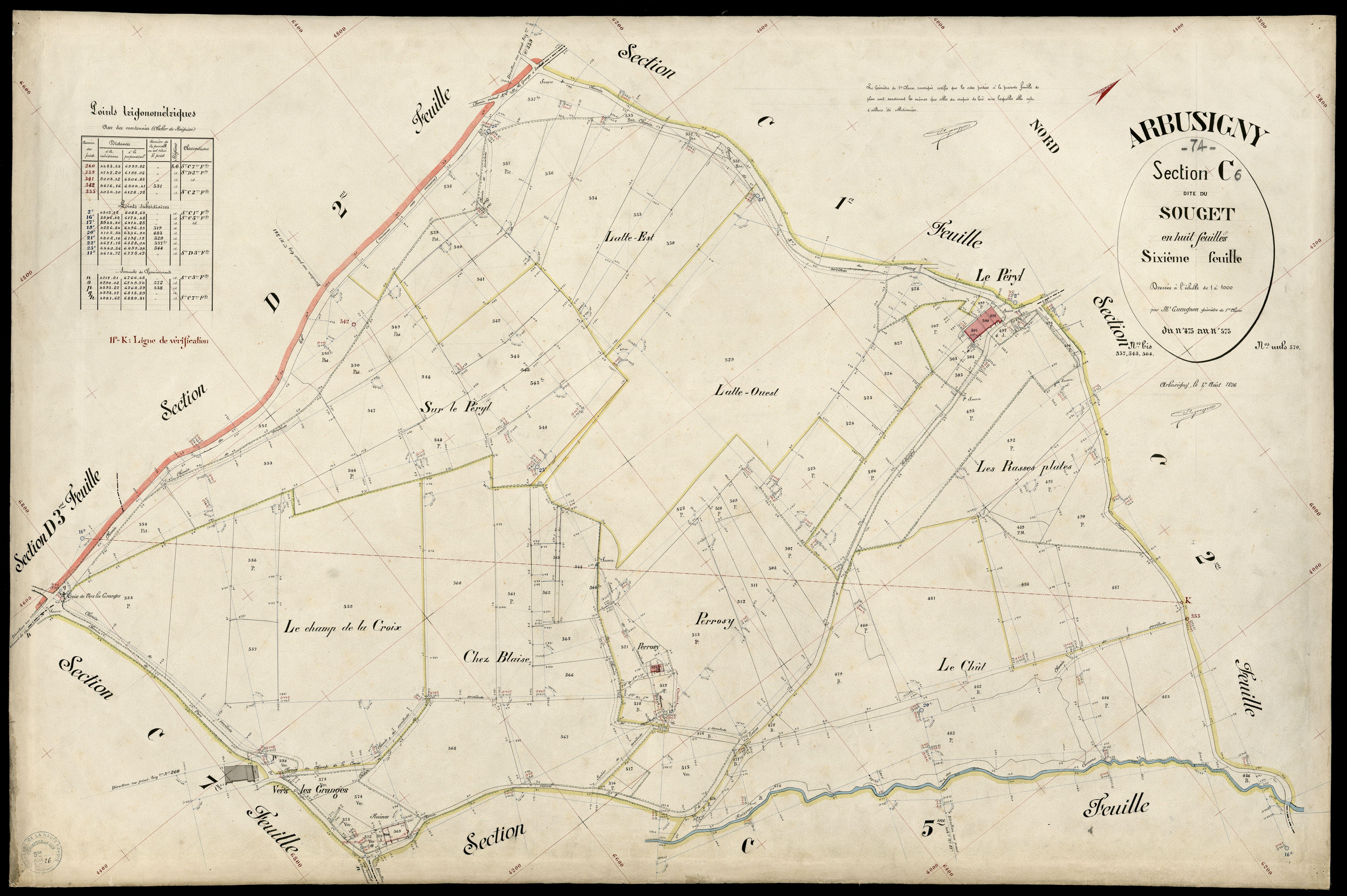 3 P 3 2421 - Feuille n° 7, parcelles n° 76 à 669 - 17 août 1896
