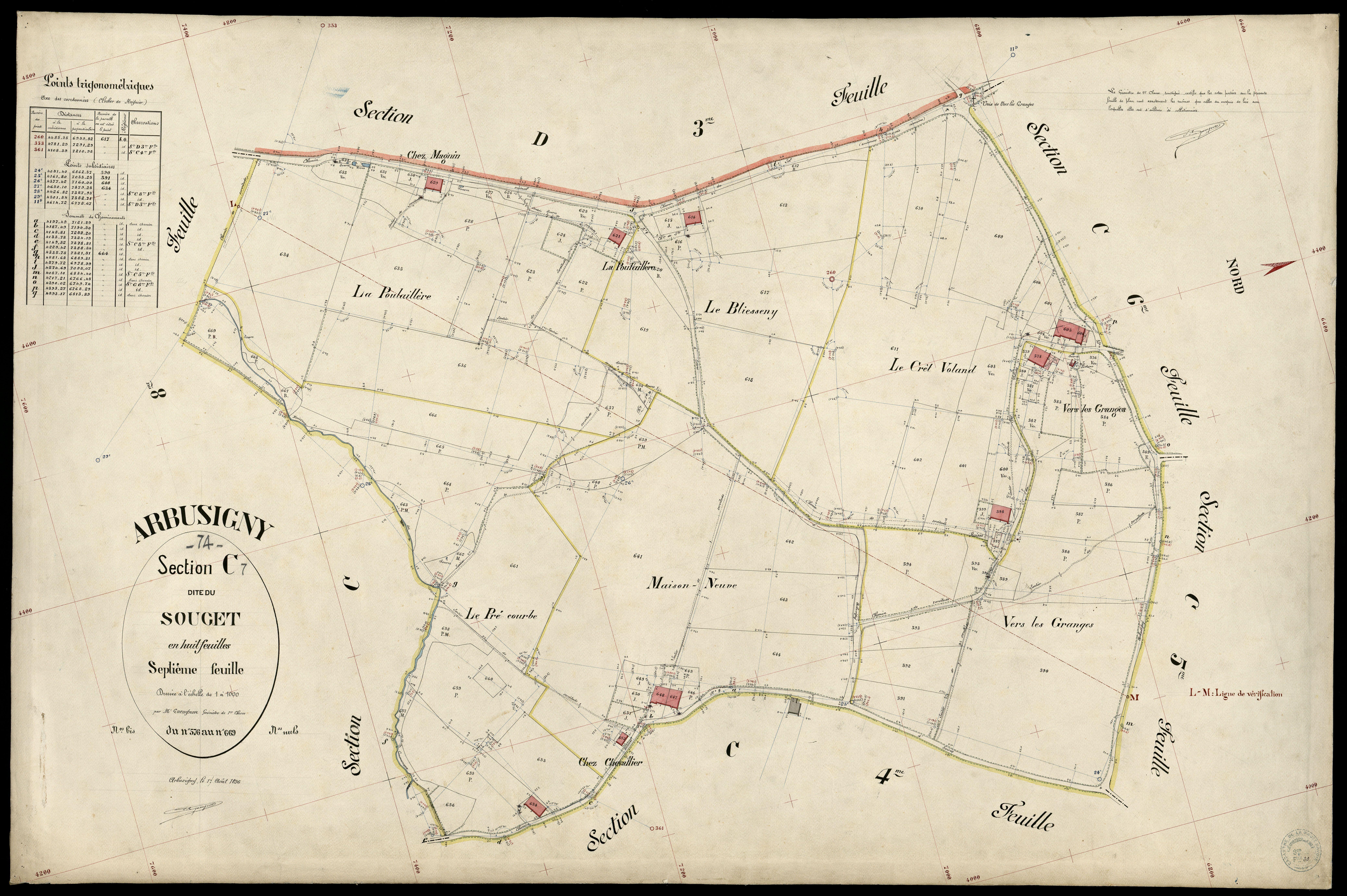 3 P 3 2422 - Feuille n° 8, parcelles n° 670 à 746 - 17 août 1896